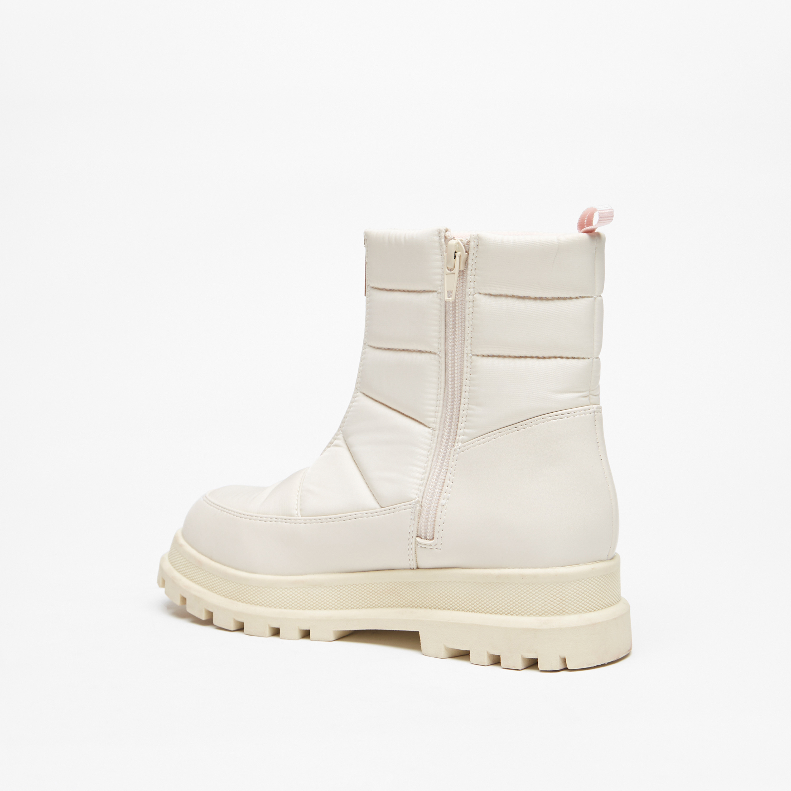 Little Missy Textured High Cut Boots with Zip Closure and Pull Tabs-girls-shoes-boots-image-3