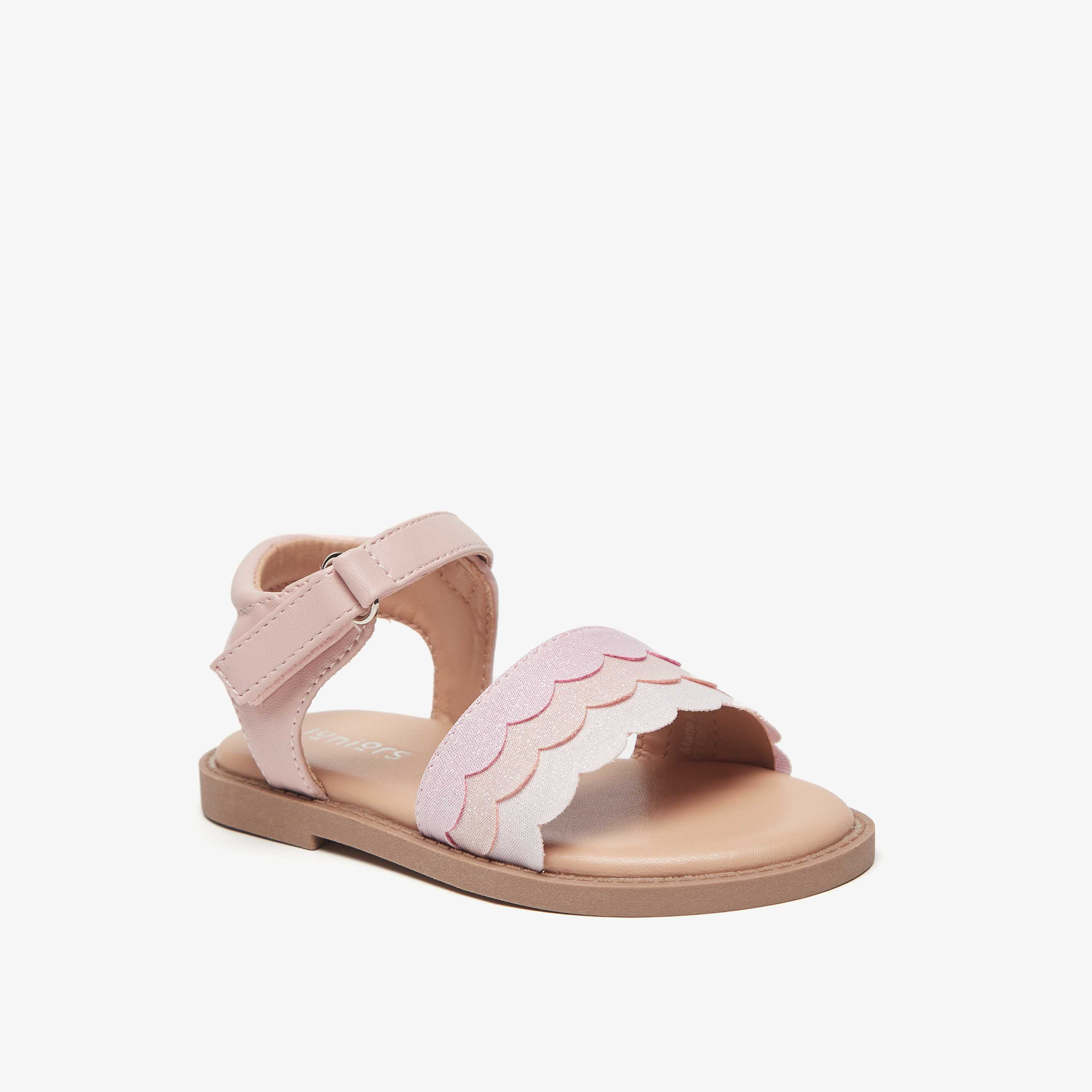 Juniors Strappy Flat Sandals with Hook and Loop Closure-girls-shoes-sandals-image-1