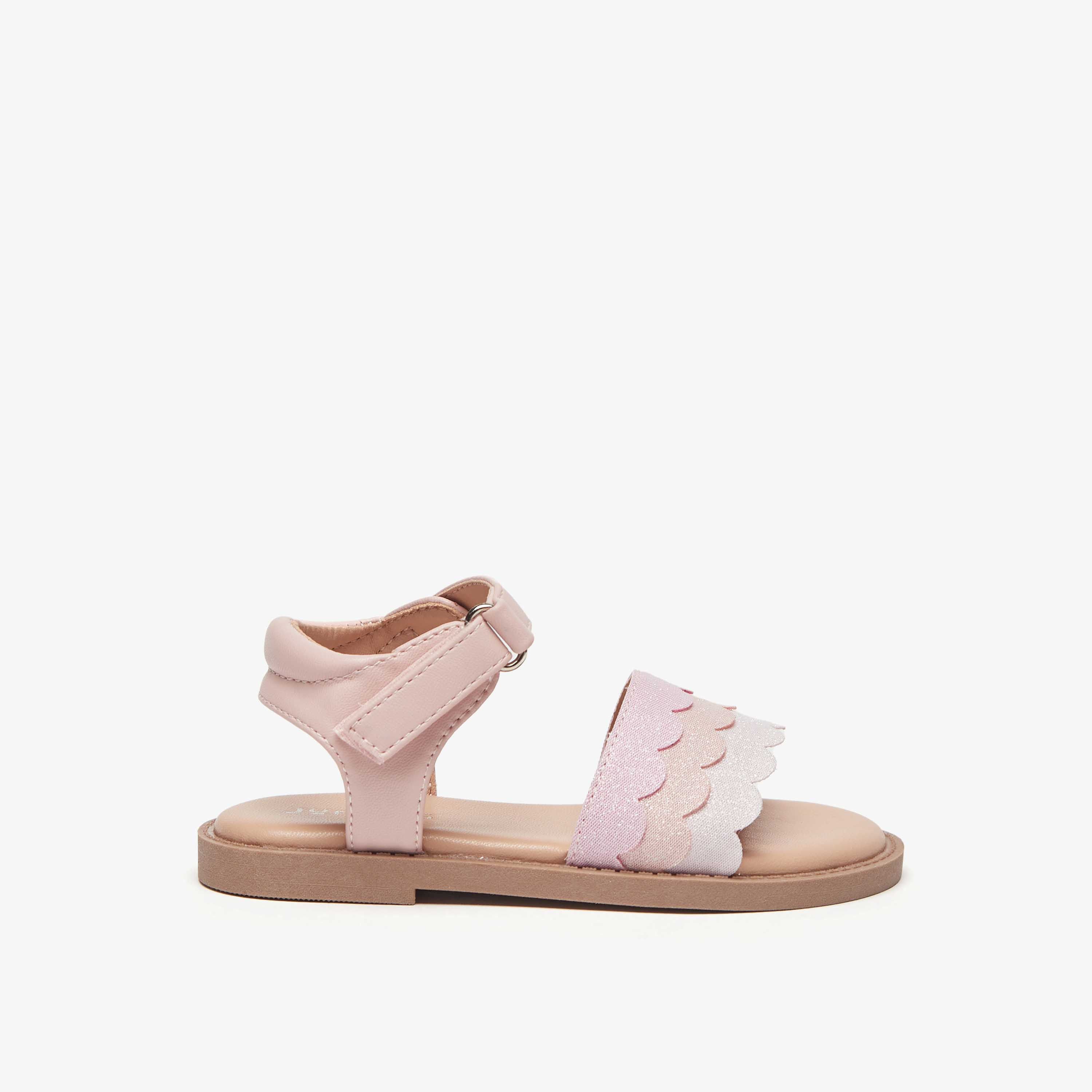 Juniors Strappy Flat Sandals with Hook and Loop Closure-girls-shoes-sandals-image-3