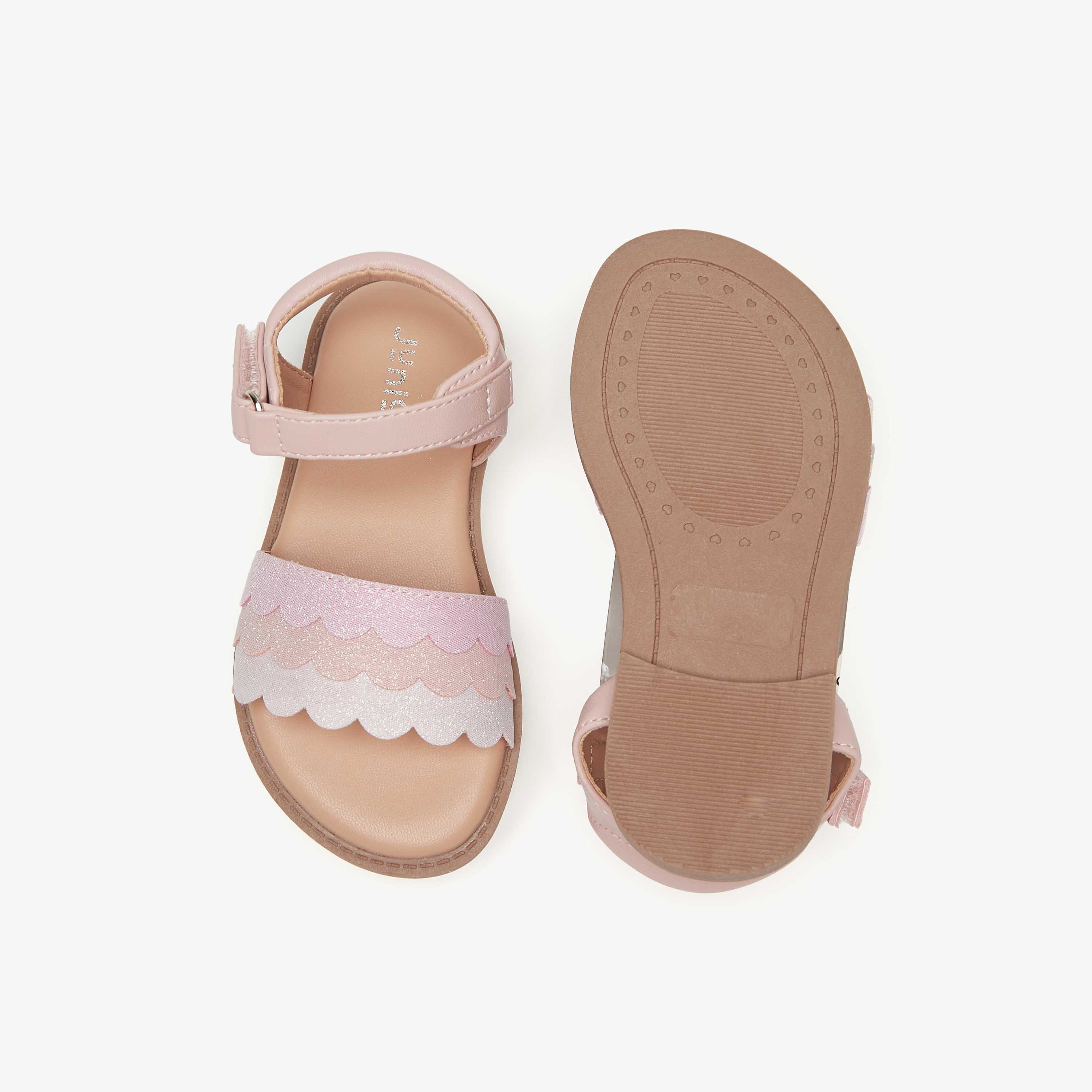 Juniors Strappy Flat Sandals with Hook and Loop Closure-girls-shoes-sandals-image-4