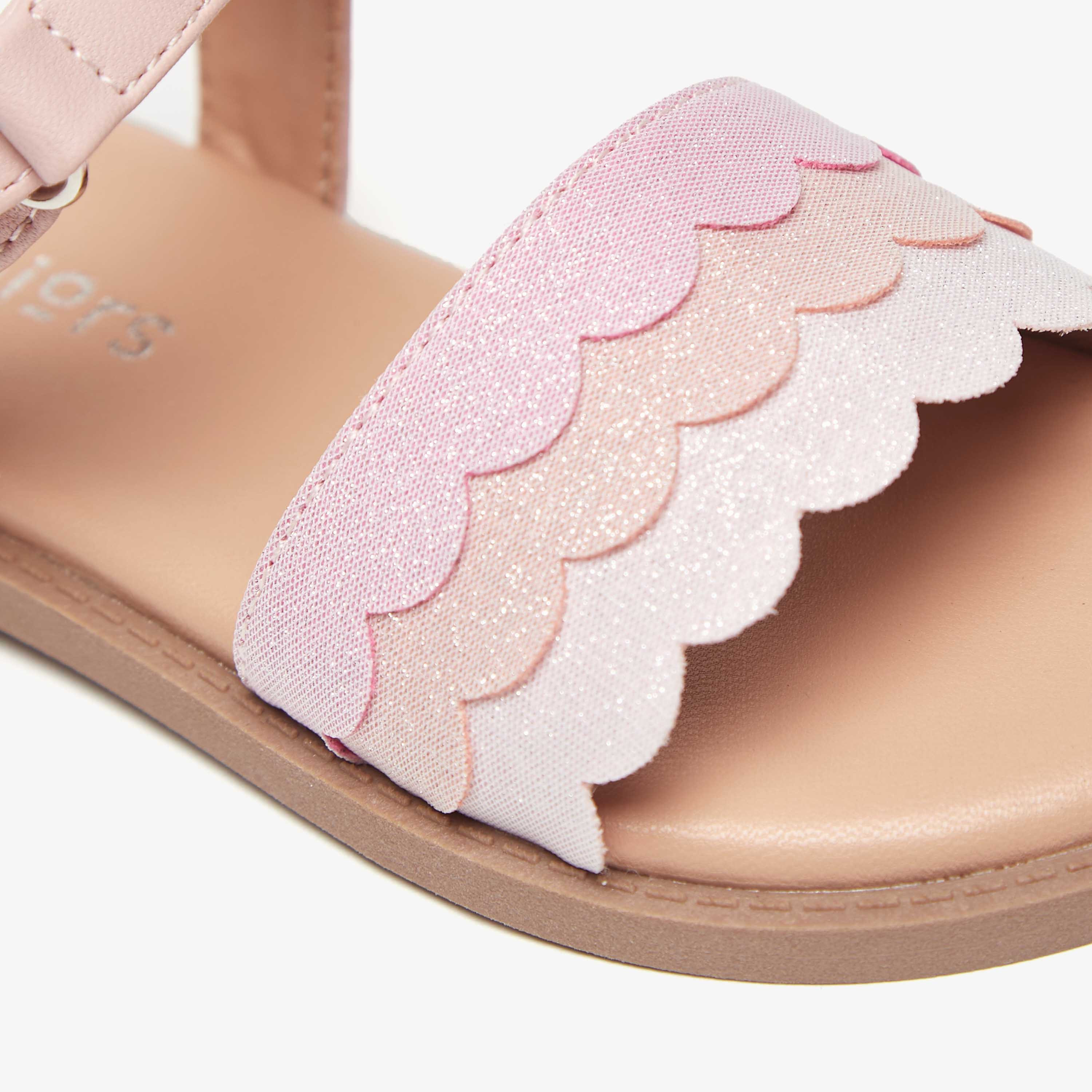 Juniors Strappy Flat Sandals with Hook and Loop Closure-girls-shoes-sandals-image-5