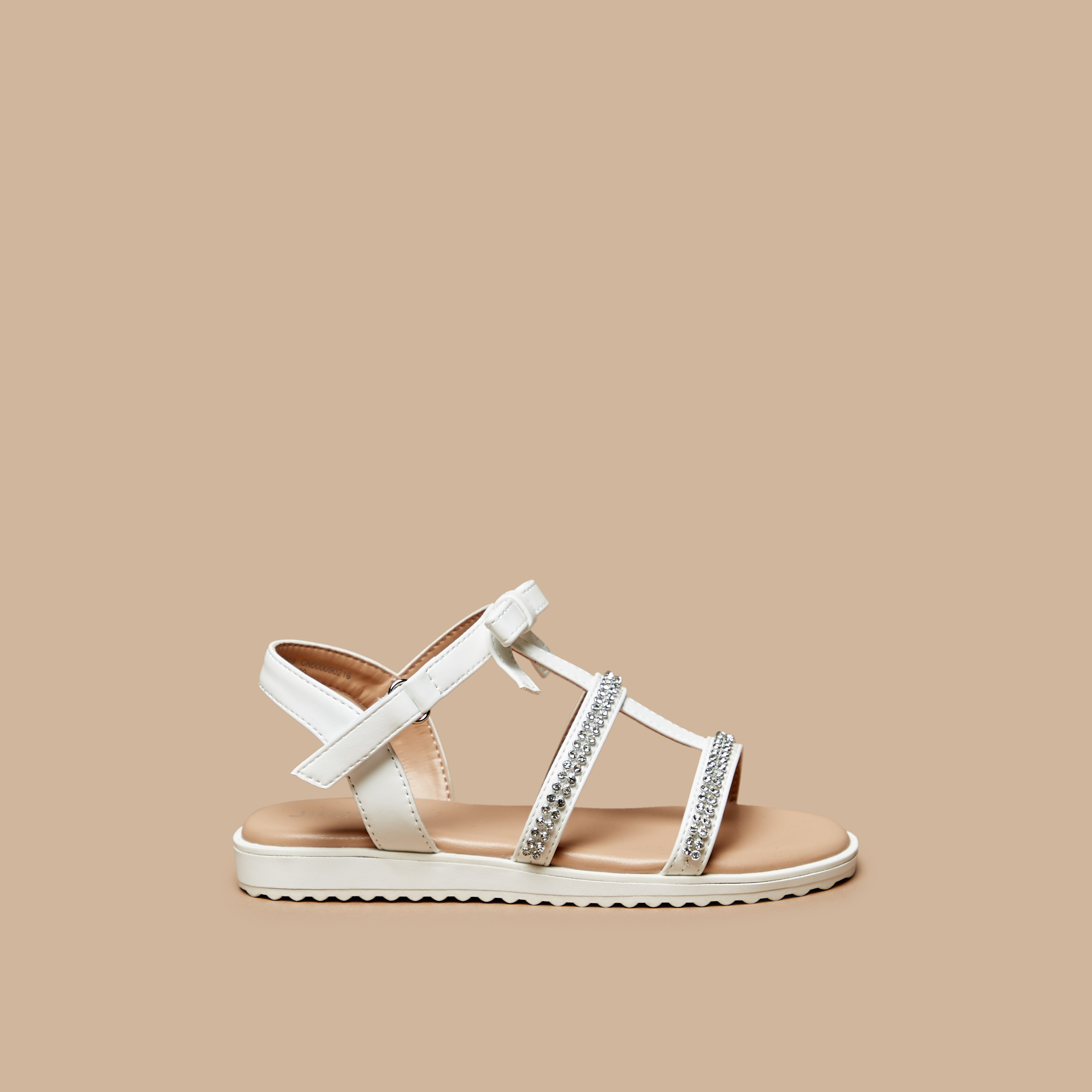 Shop Juniors Stone Embellished Sandal with Hook and Loop Closure 