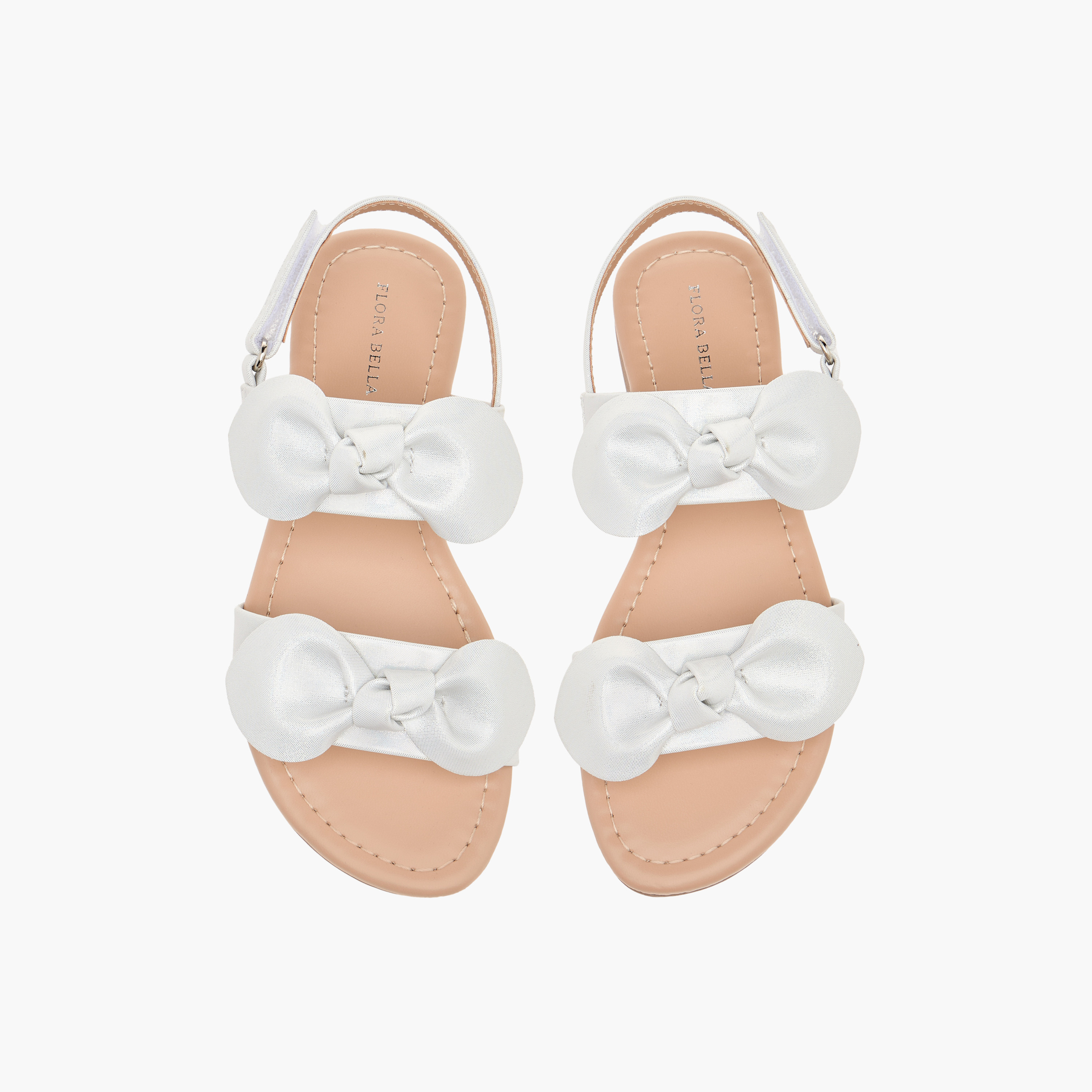 Flora Bella Bow Applique Sandals with Hook and Loop Closure-girls-shoes-sandals-image-1