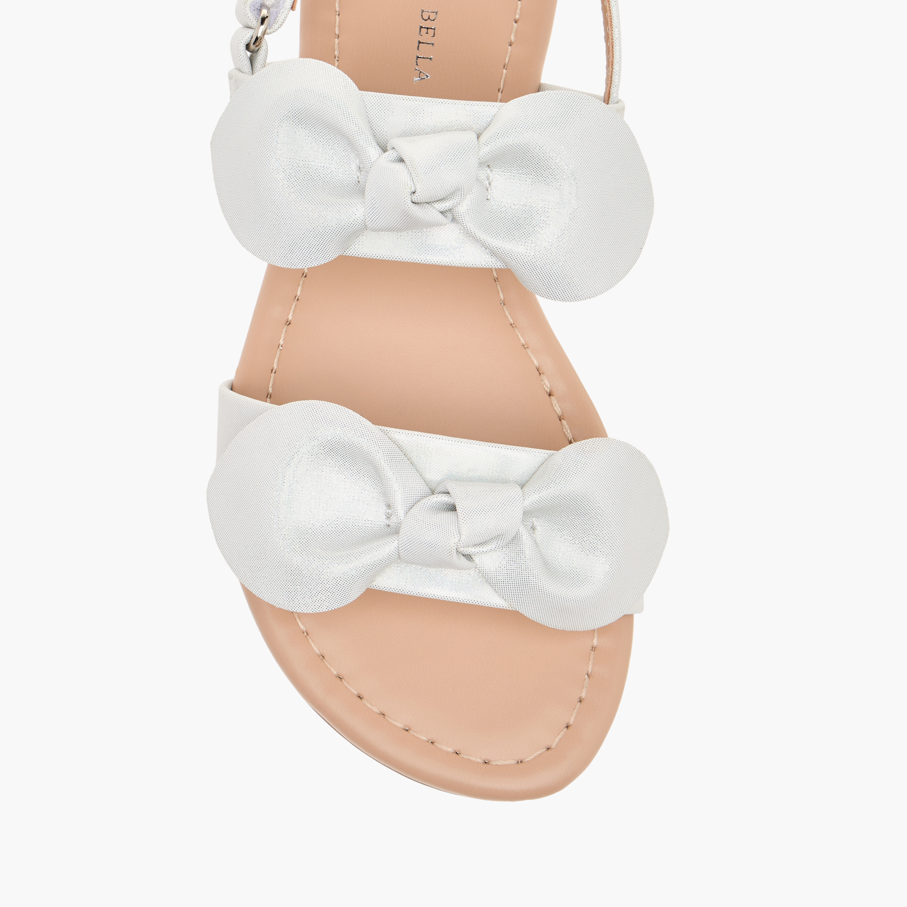 Flora Bella Bow Applique Sandals with Hook and Loop Closure-girls-shoes-sandals-image-3