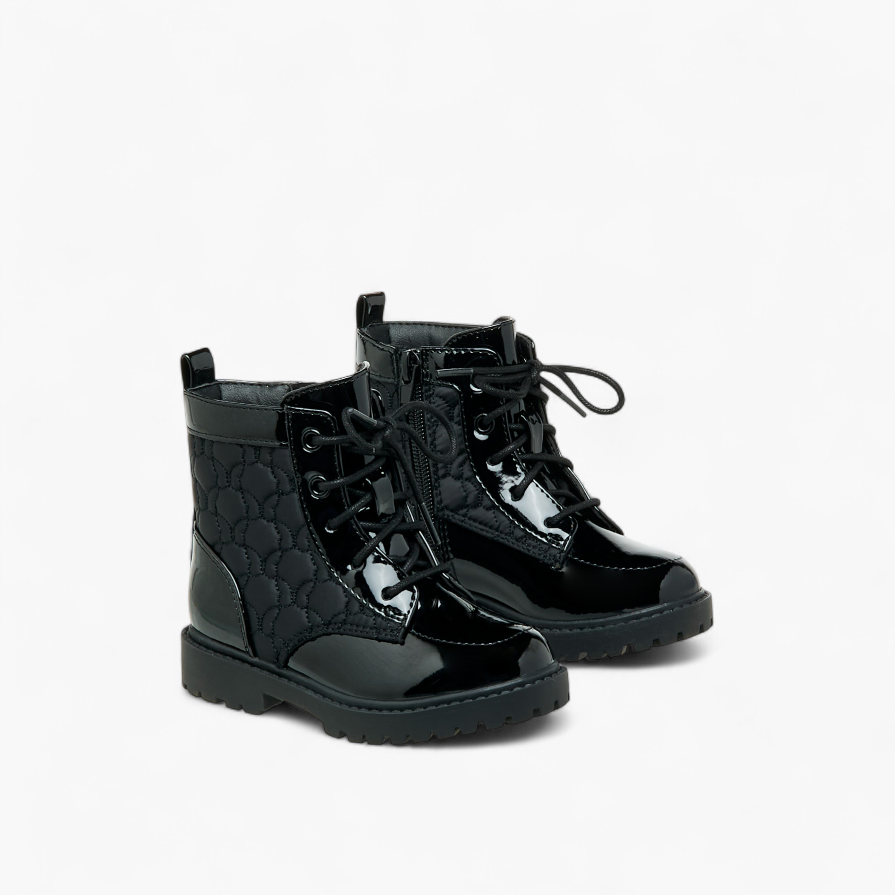 Flora Bella Panelled High Cut Boots with Lace-Up Closure-girls-shoes-boots-image-1