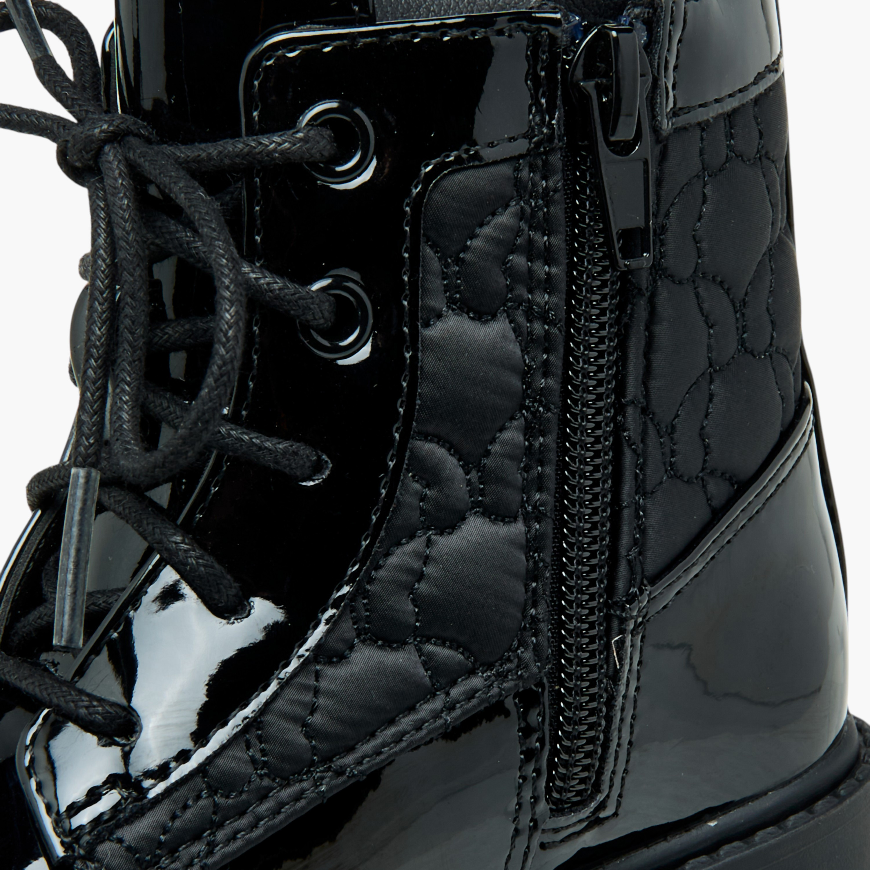 Flora Bella Panelled High Cut Boots with Lace-Up Closure-girls-shoes-boots-image-6