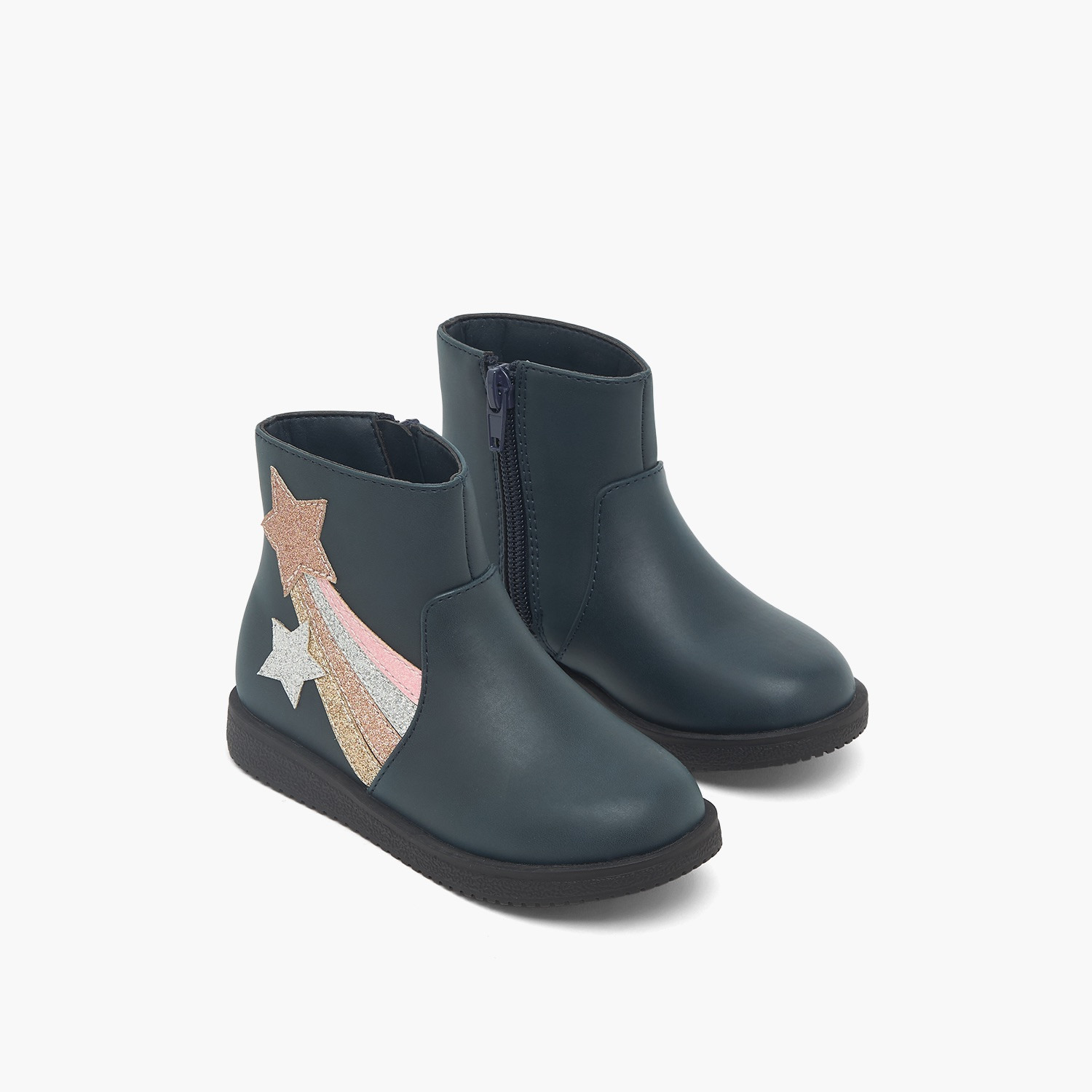 Flora Bella Girls Star Applique Ankle Boots-girls-shoes-boots-image-1