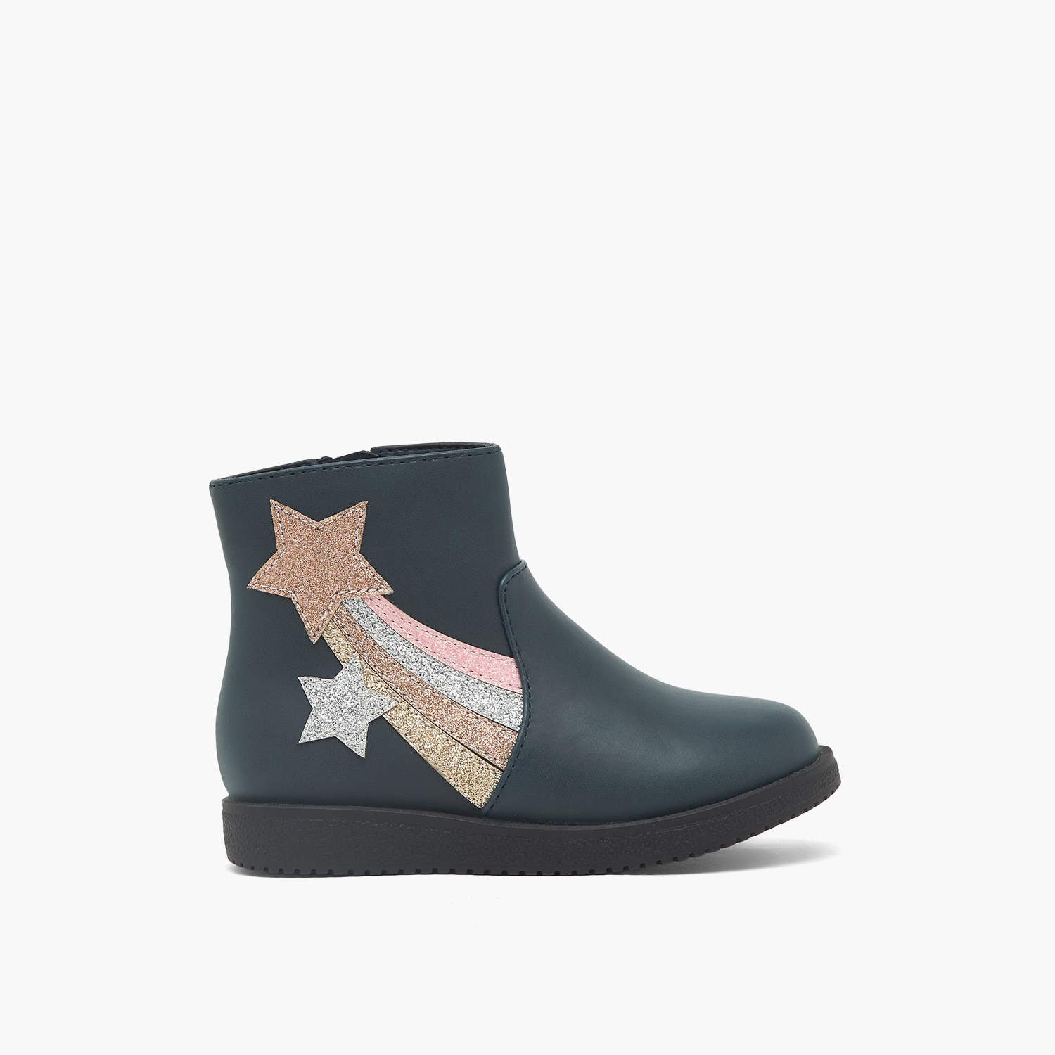Flora Bella Girls Star Applique Ankle Boots-girls-shoes-boots-image-3