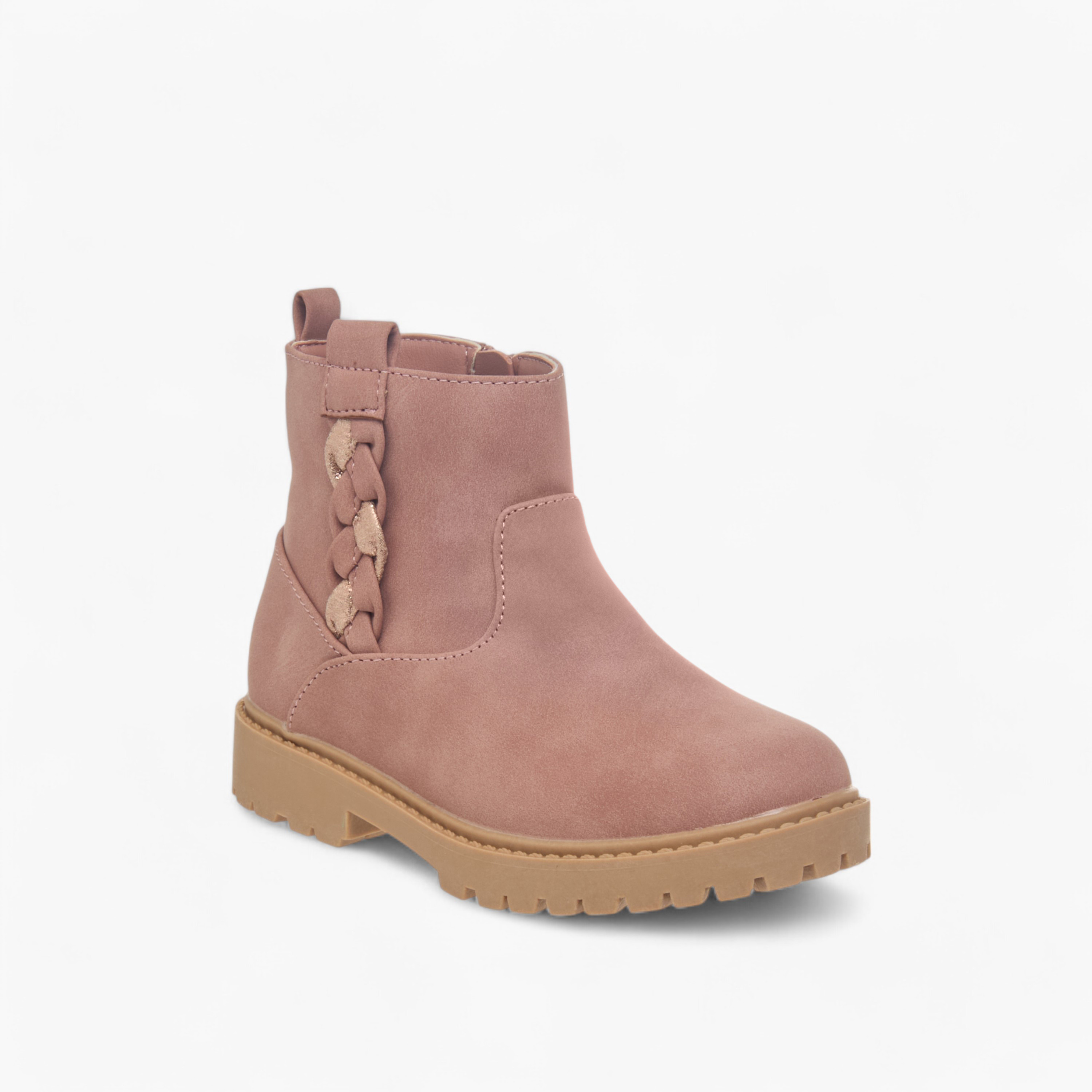 Juniors Braid Detail Boots with Zip Closure and Pull Tabs-girls-shoes-boots-image-2