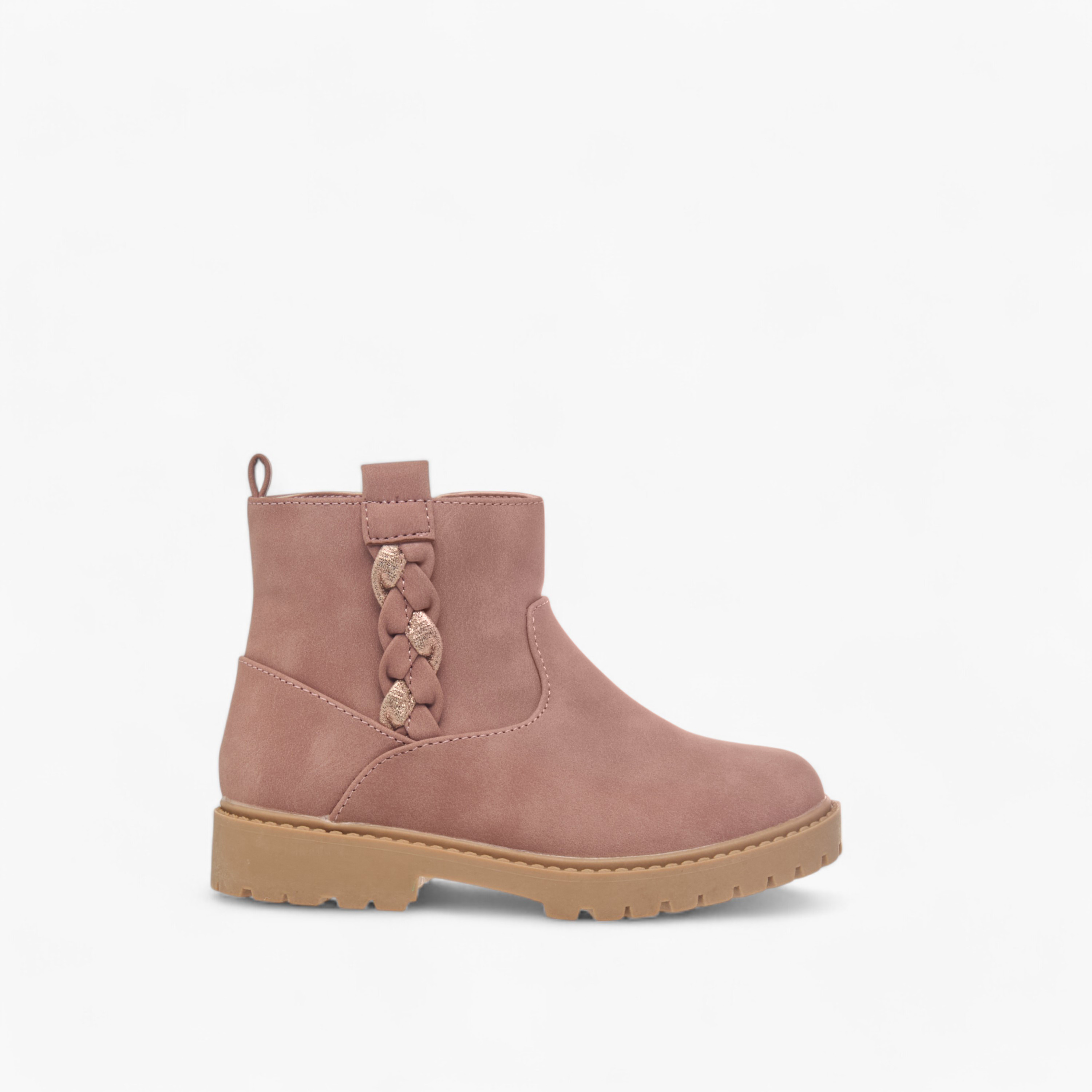Juniors Braid Detail Boots with Zip Closure and Pull Tabs-girls-shoes-boots-image-3