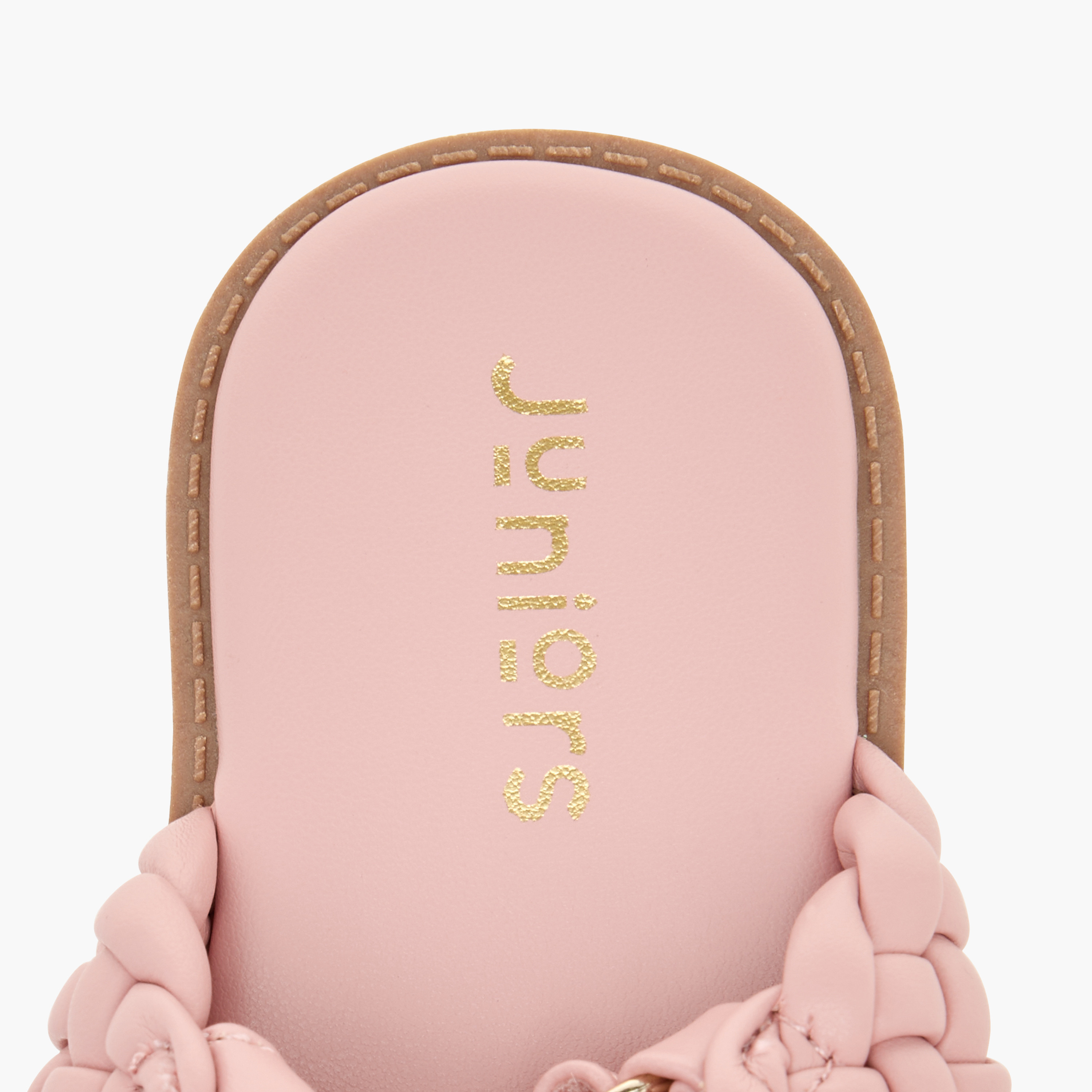 Juniors Weave Detail Strap Sandals with Hook and Loop Closure-girls-shoes-sandals-image-5