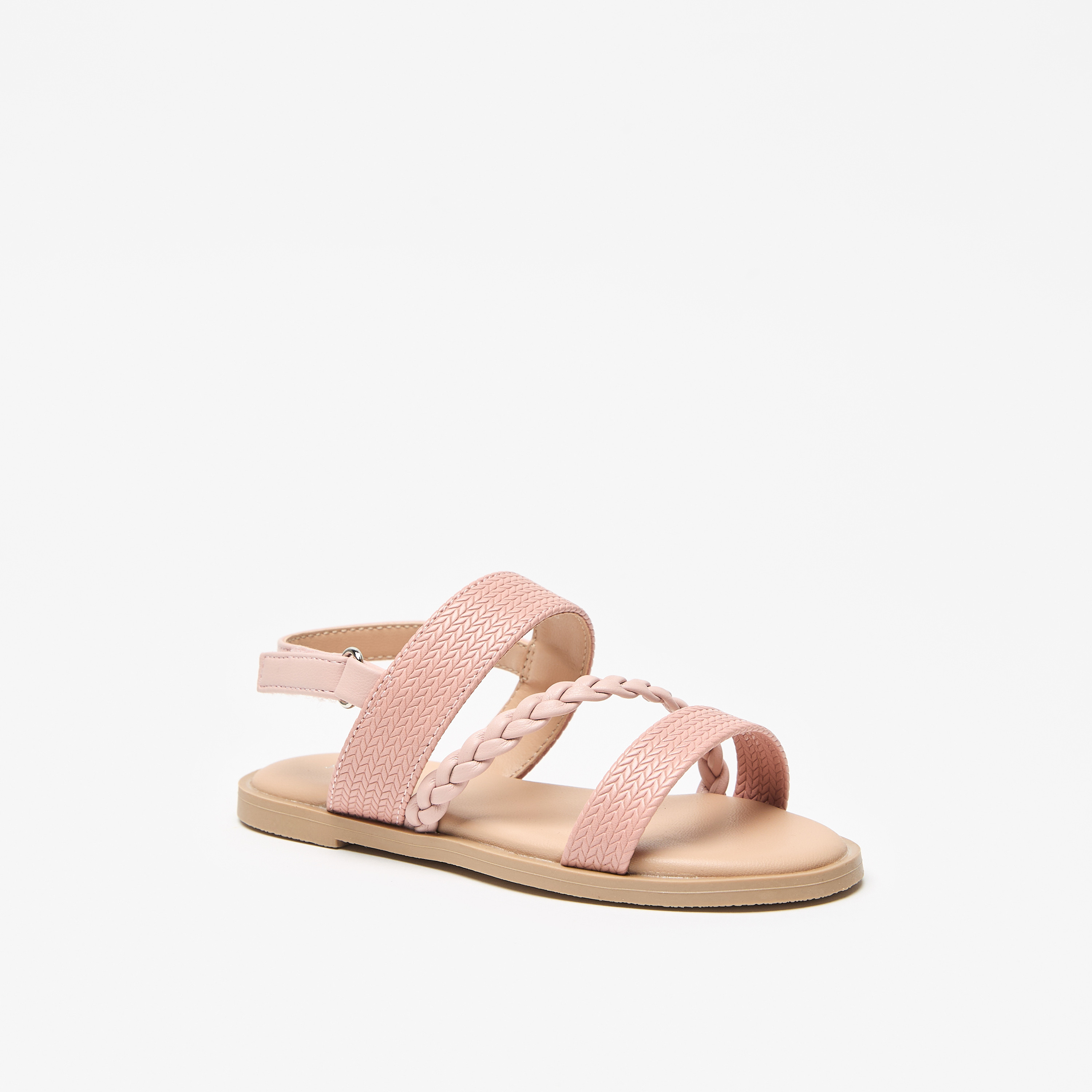 Flora Bella Textured Sandals with Hook and Loop Closure-girls-shoes-sandals-image-1