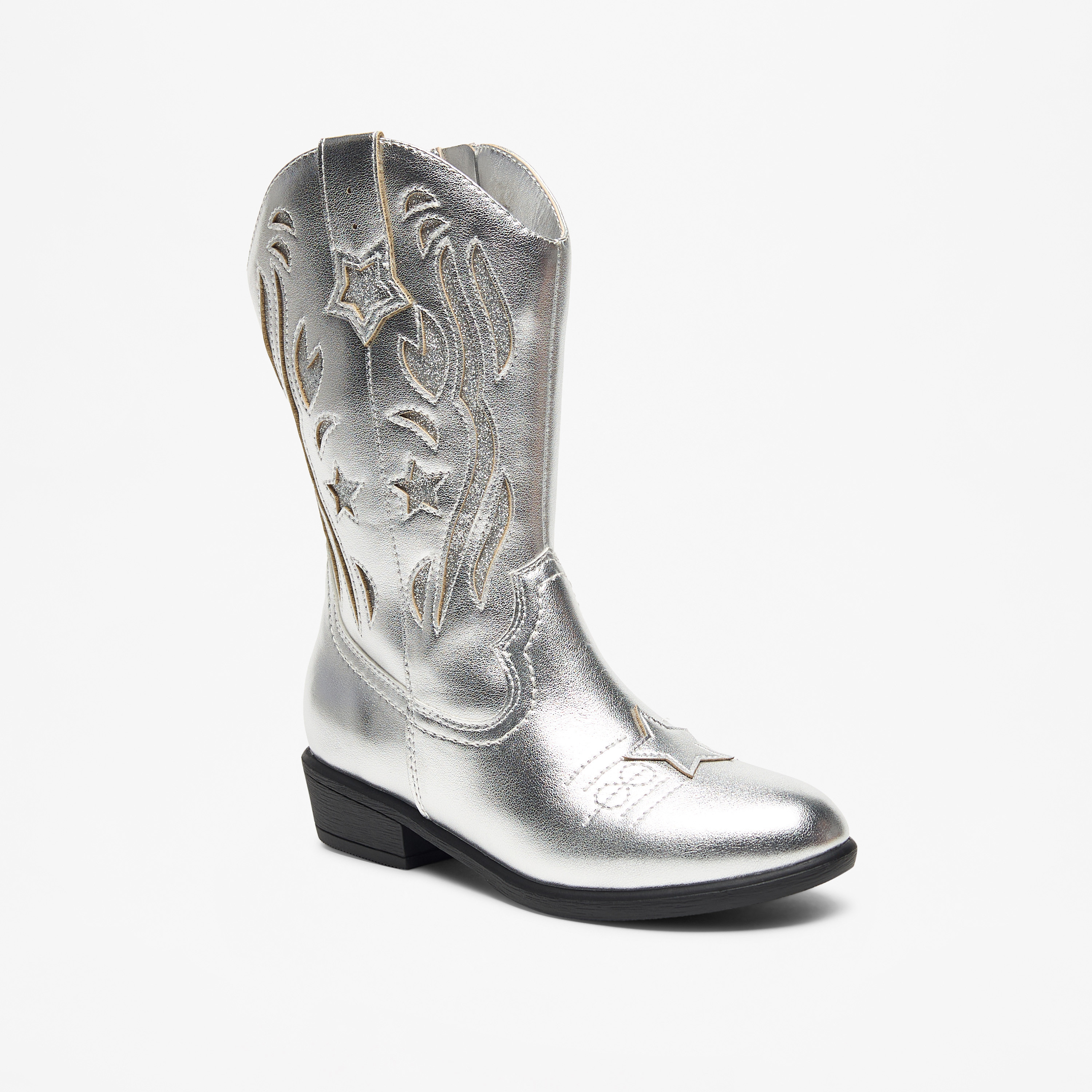 حذاء طويل بسحاب إغلاق وزينة جليتر من ليتل ميسي-girls-shoes-boots-image-1