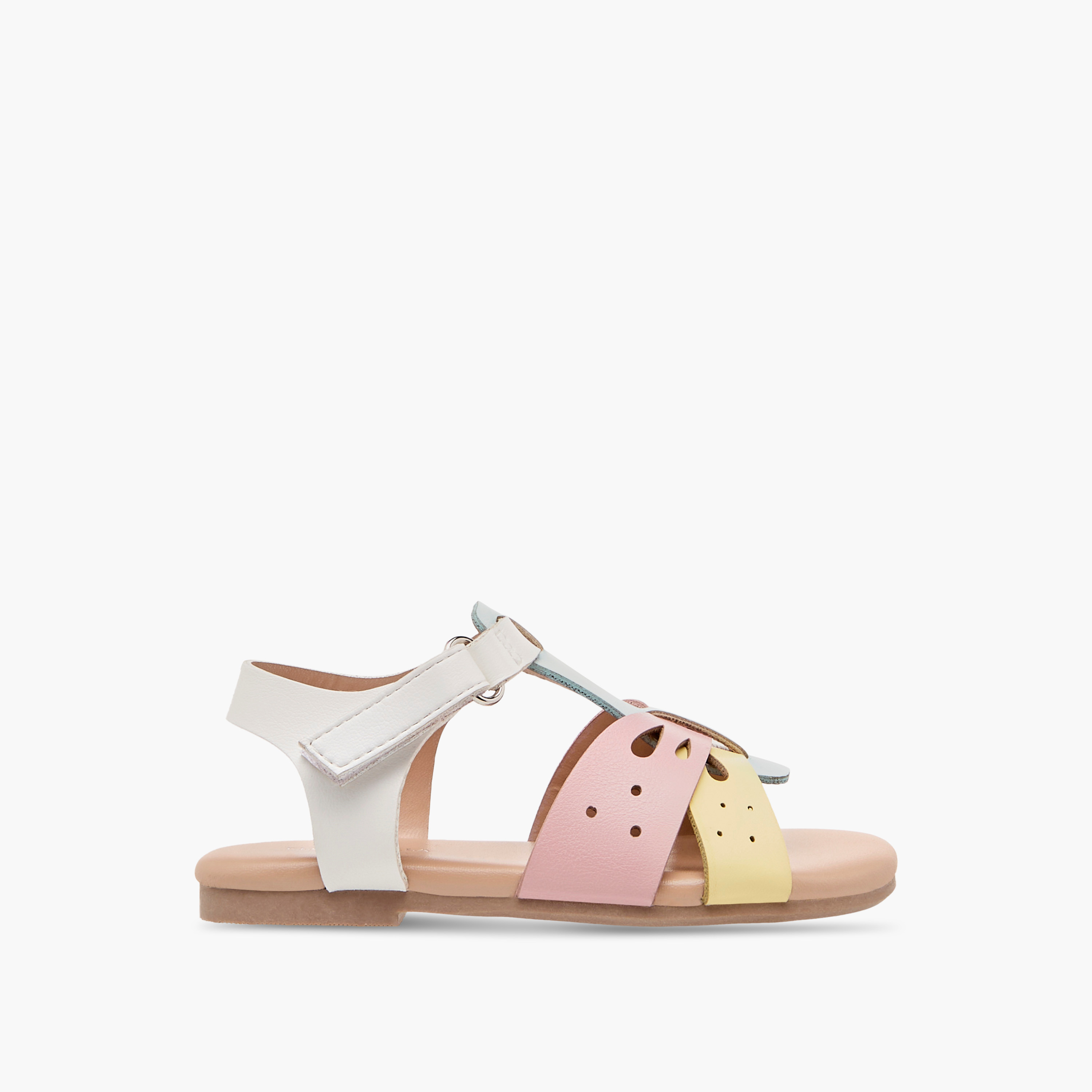 Flora Bella Cutwork Detail Sandals with Hook and Loop Closure-girls-shoes-sandals-image-2