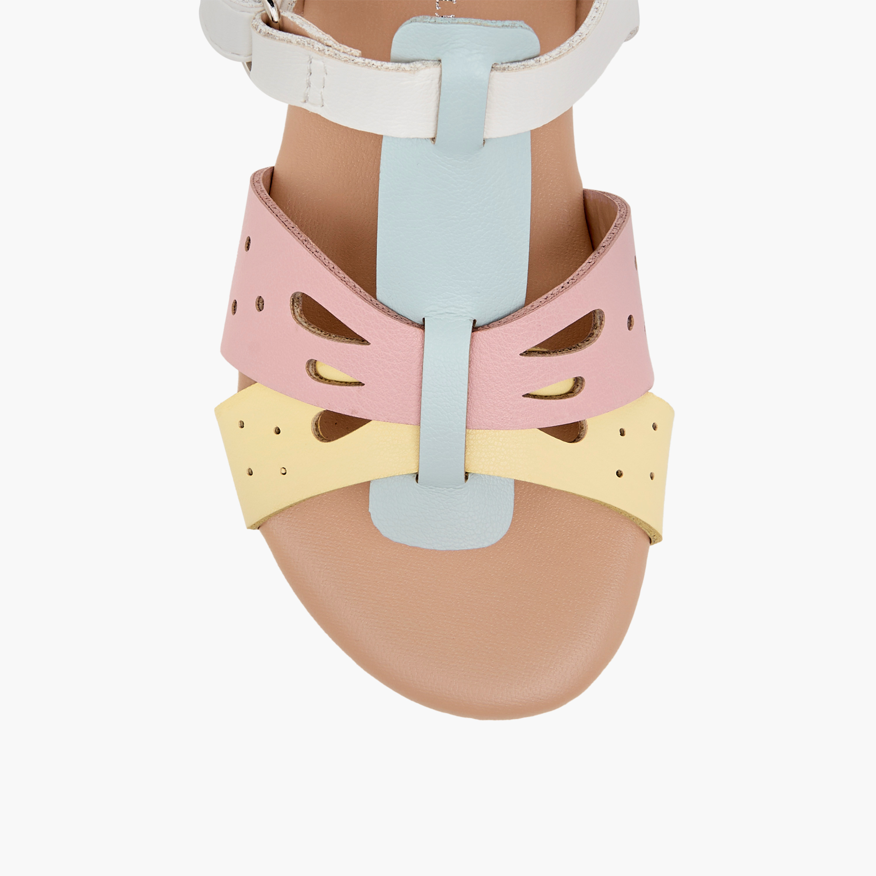 Flora Bella Cutwork Detail Sandals with Hook and Loop Closure-girls-shoes-sandals-image-3