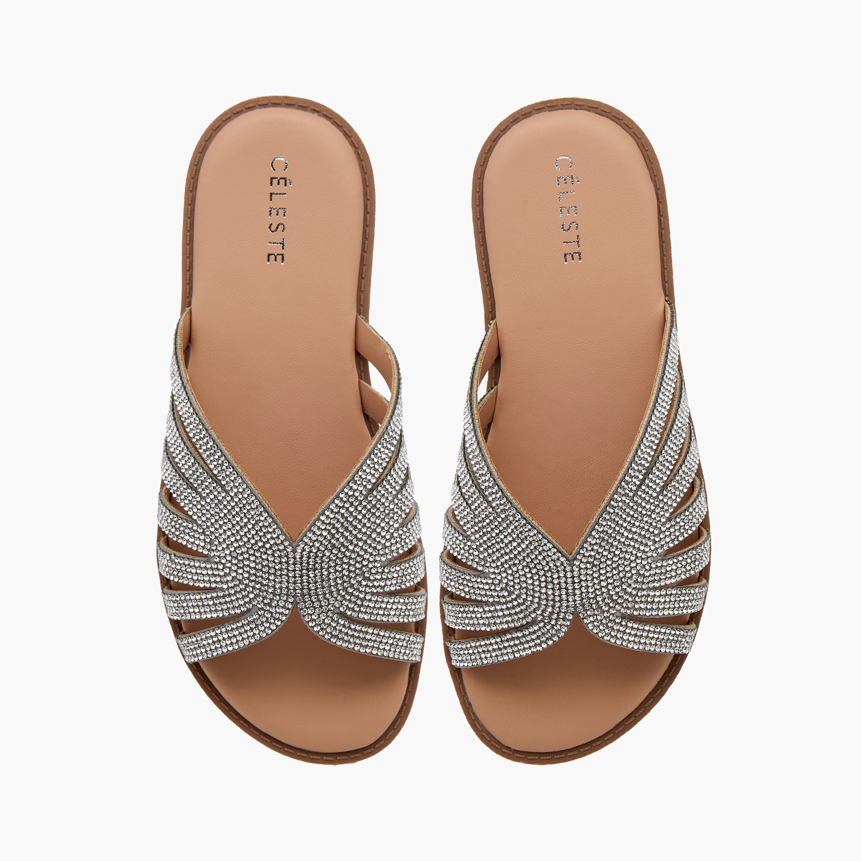 Celeste Girls Embellished Slip-On Flat Sandals - G14895-AA70-girls-shoes-sandals-image-1