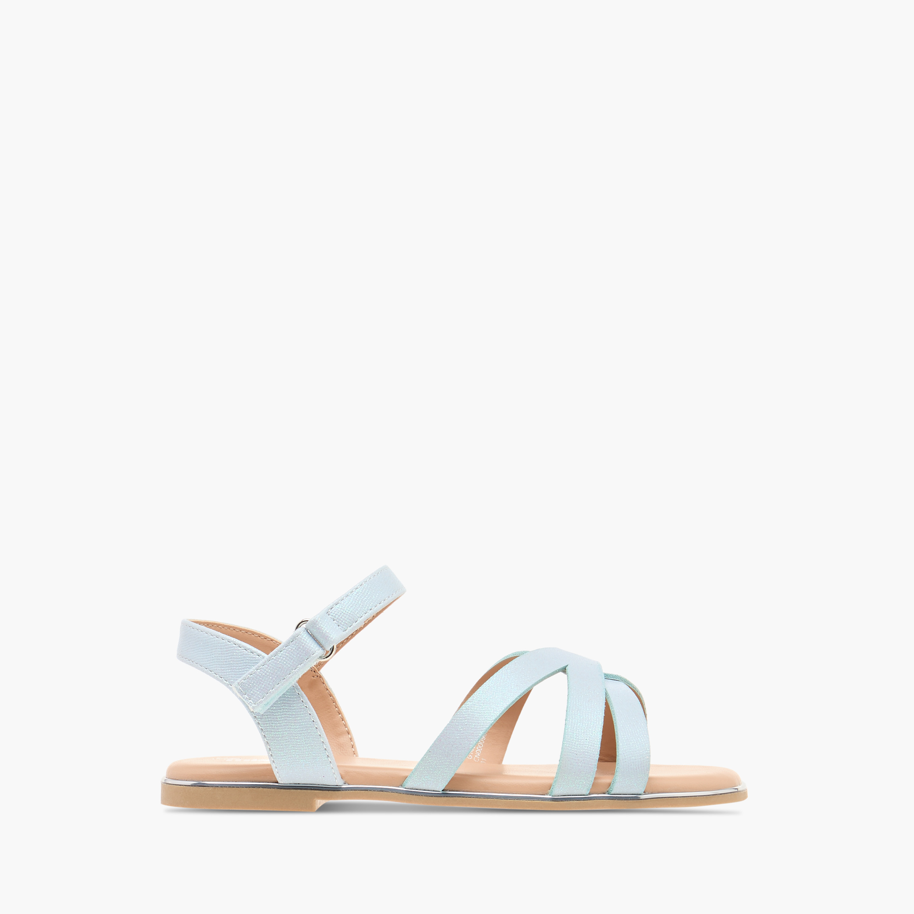 صندل بارز الملمس بحزام متقاطع وشريط إغلاق لاصق من ليتل ميسي-girls-shoes-sandals-image-2