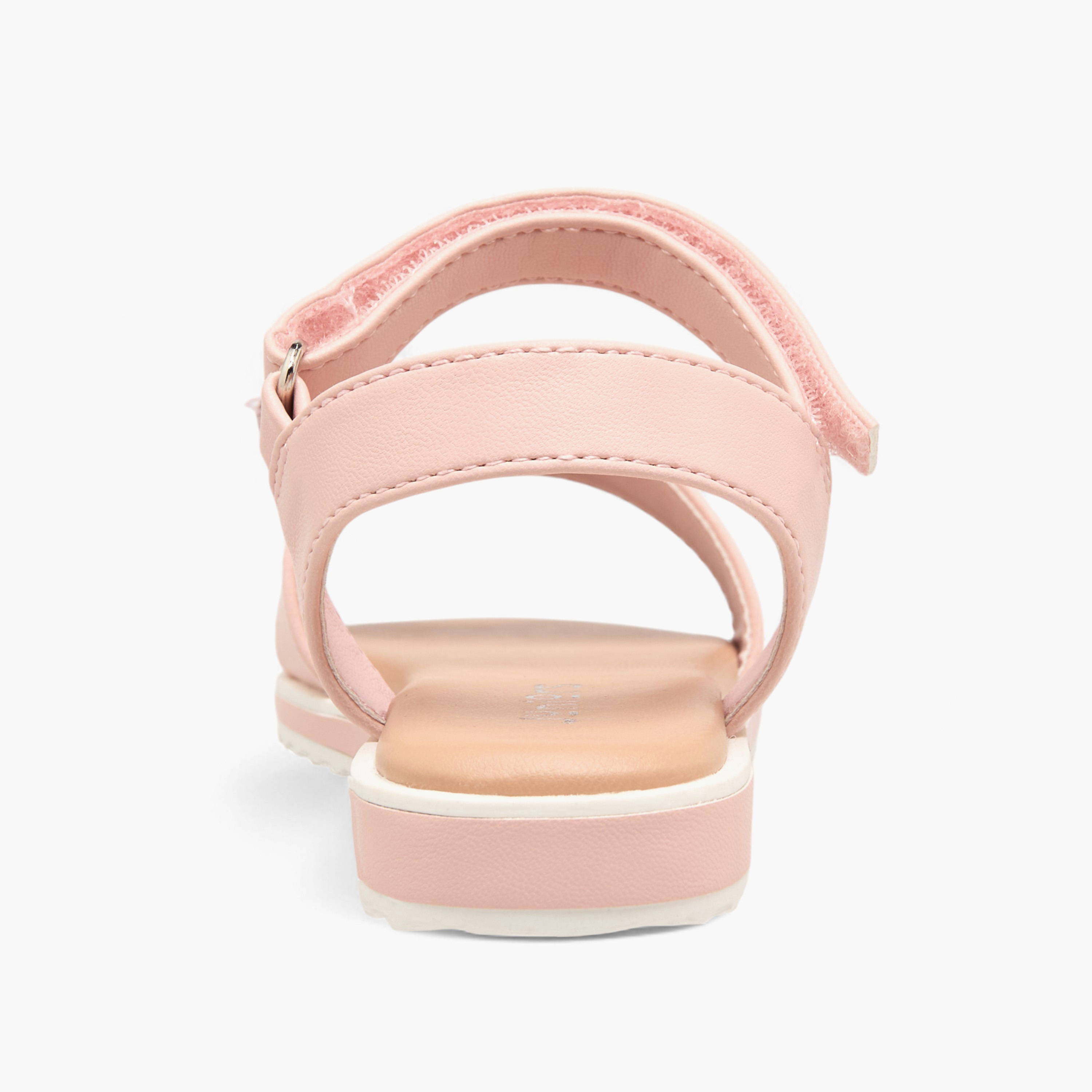 Juniors Embellished Bow Applique Sandals with Hook and Loop Closure-girls-shoes-sandals-image-3
