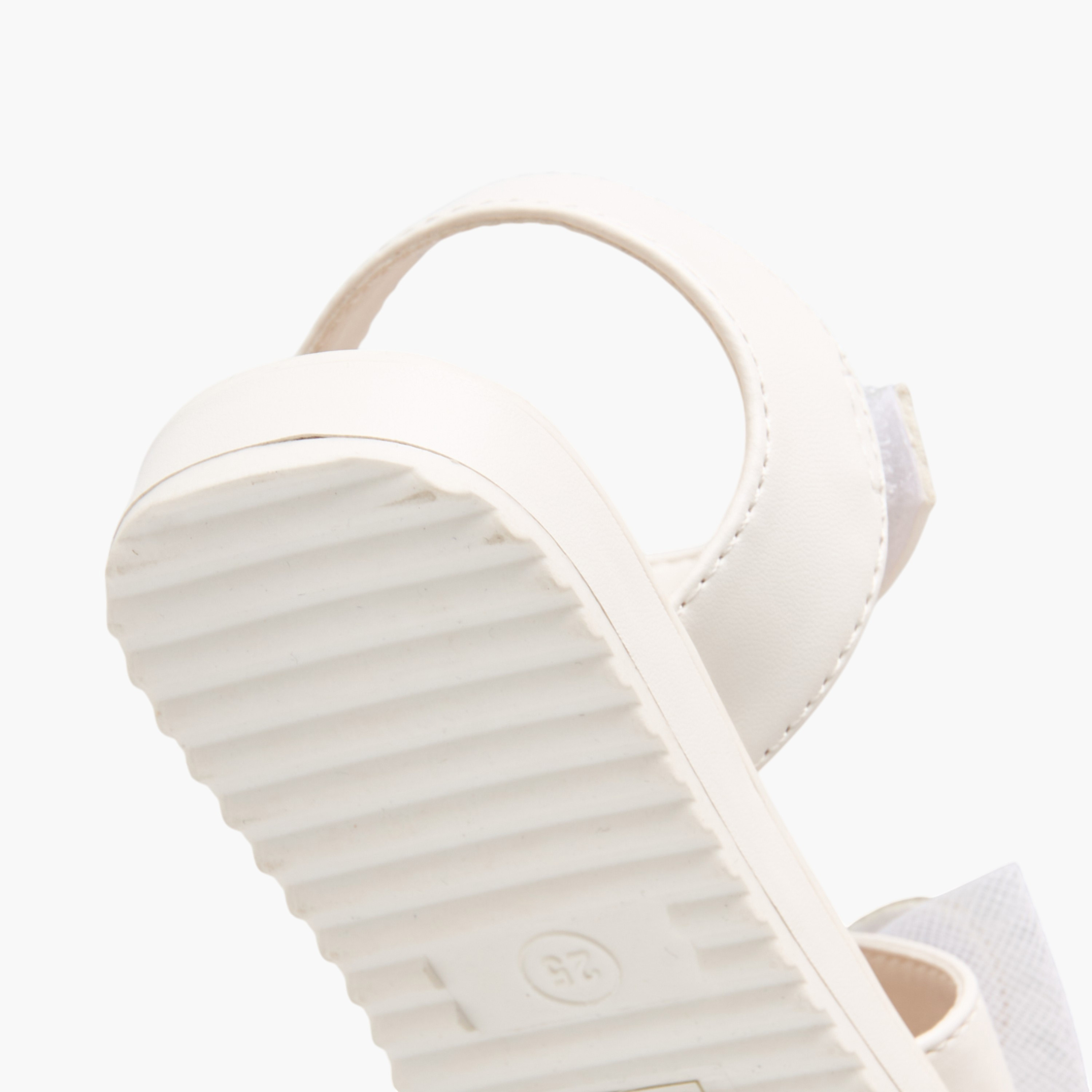 Juniors Embellished Bow Applique Sandals with Hook and Loop Closure-girls-shoes-sandals-image-5