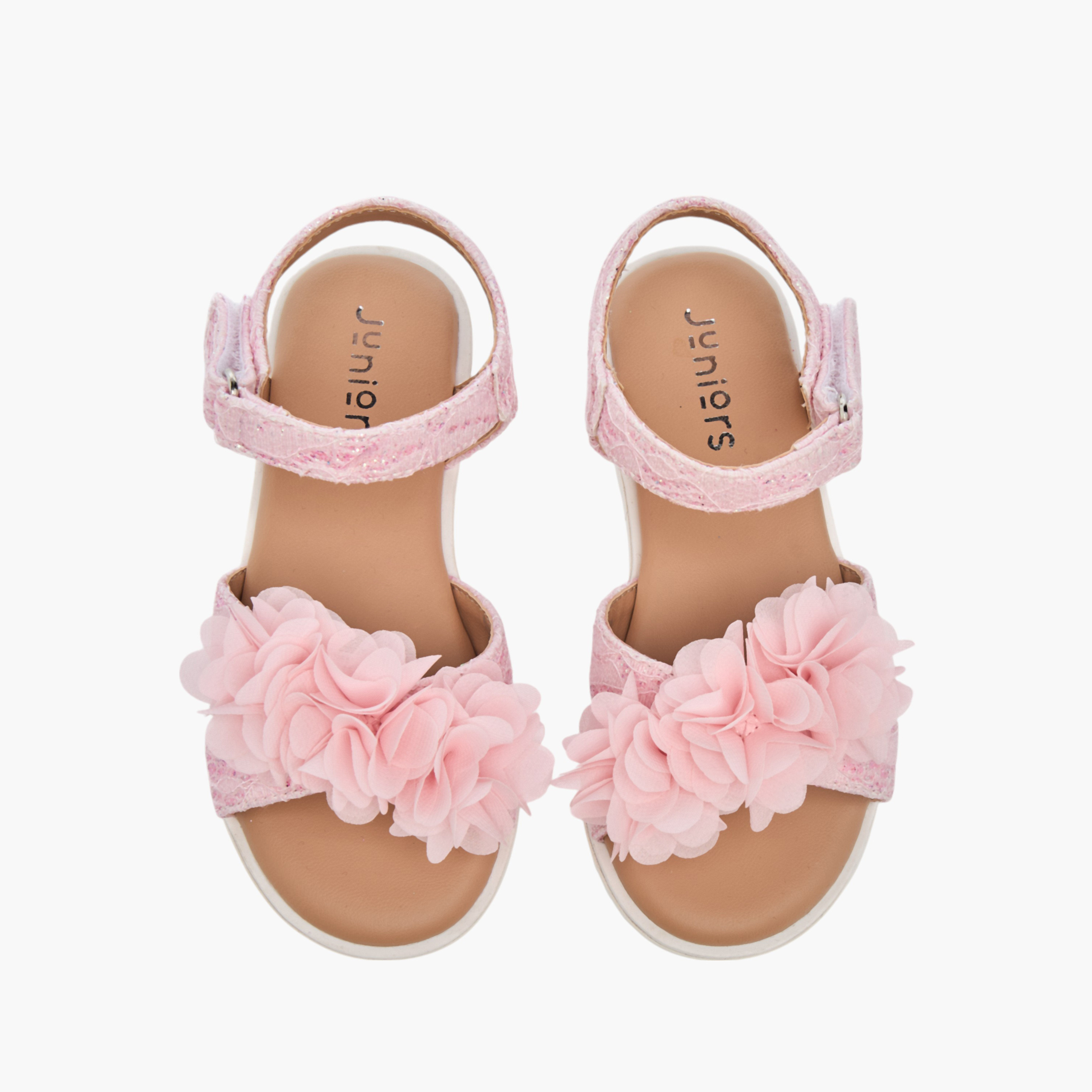 صندل بشريط إغلاق وتزيينات زهور من جونيورز-girls-shoes-sandals-image-1