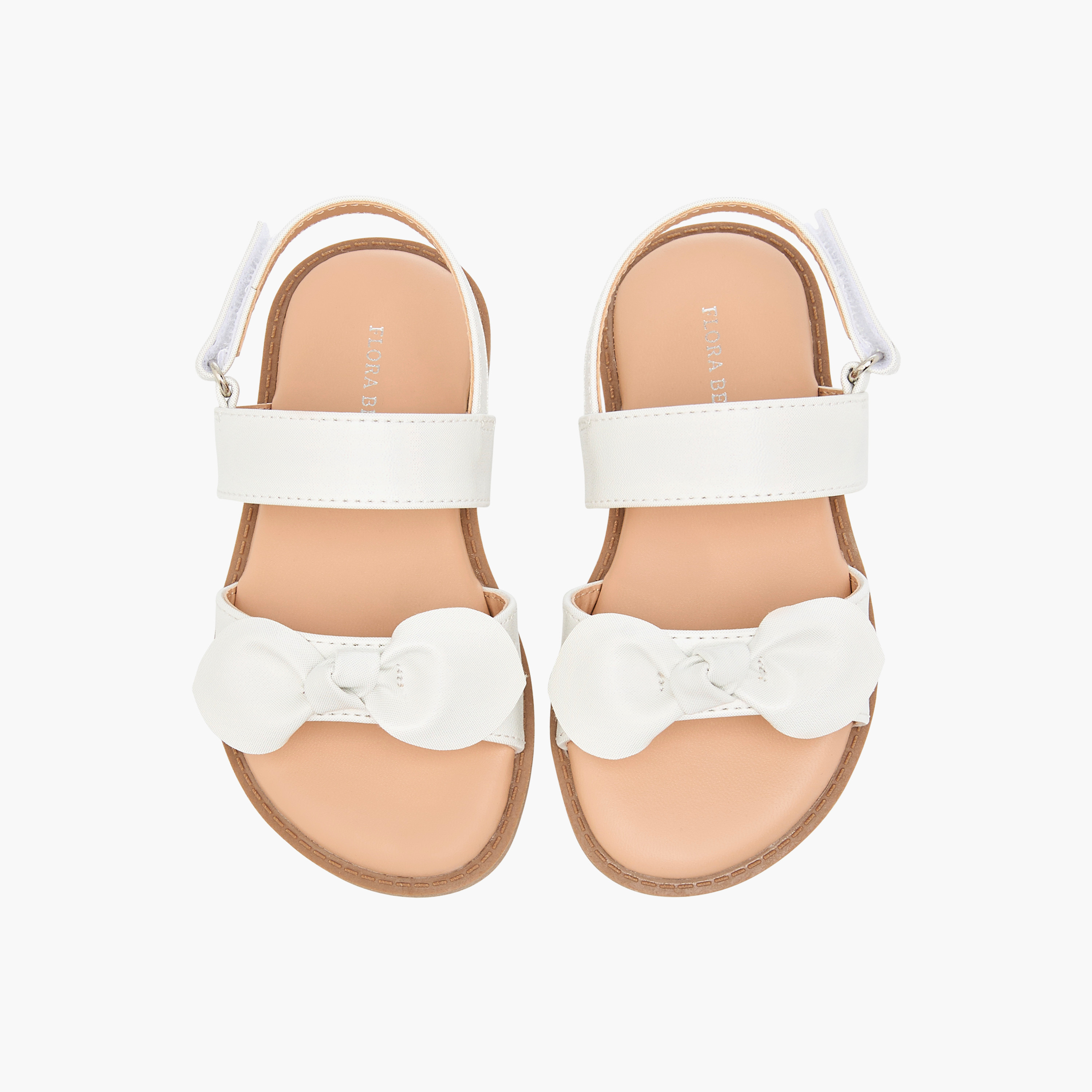 Flora Bella Bow Applique Sandals with Hook and Loop Closure-girls-shoes-sandals-image-1