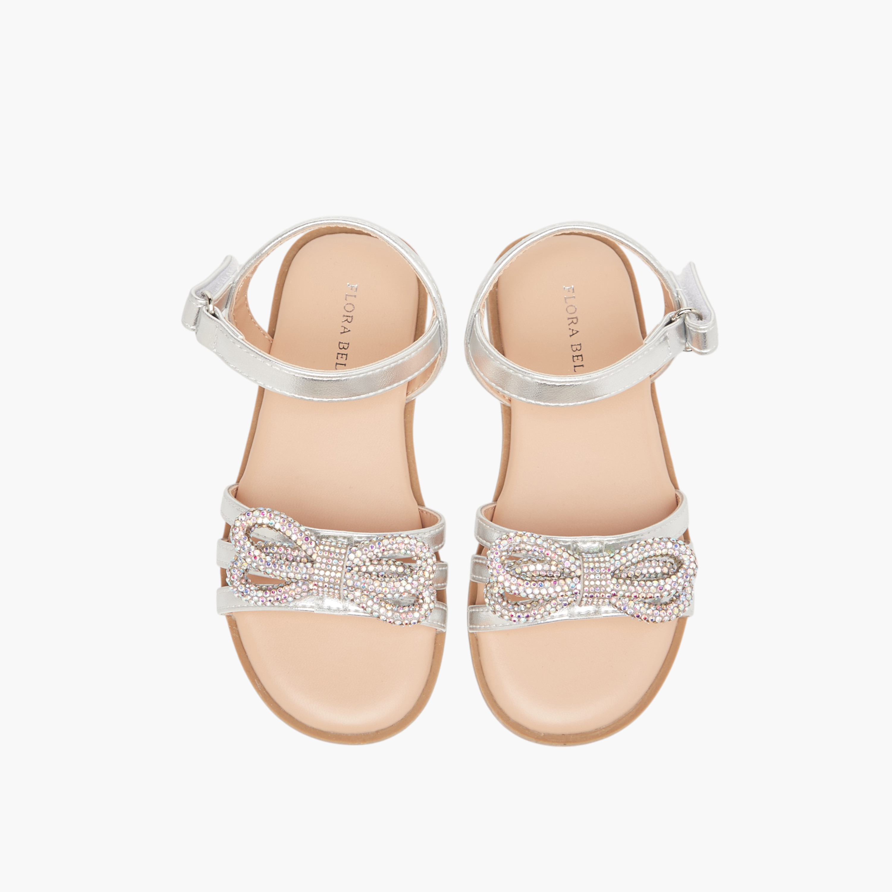 صندل ميتالك بشريط إغلاق لاصق من فلورا بيلا-girls-shoes-sandals-image-1