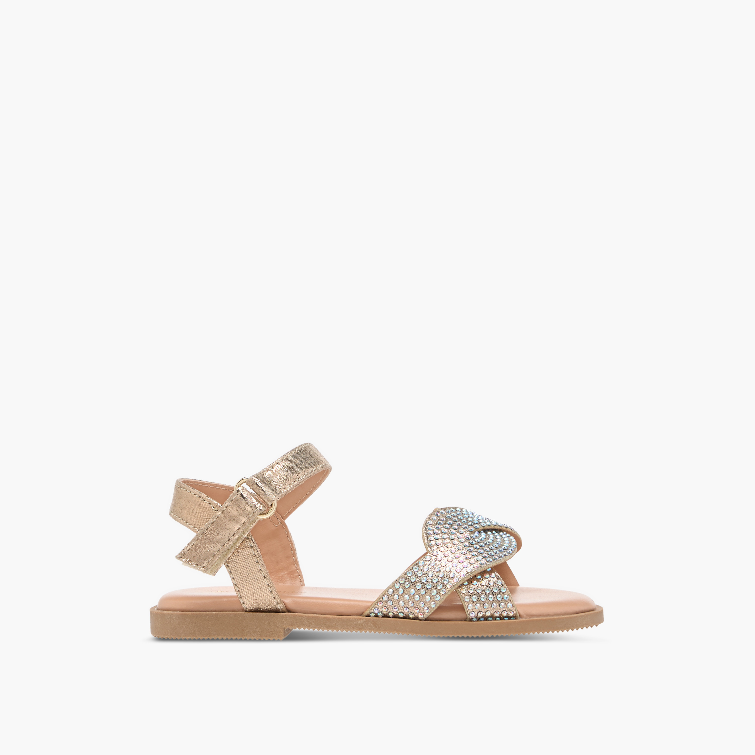 Flora Bella Embellished Sandals with Hook and Loop Closure-girls-shoes-sandals-image-2