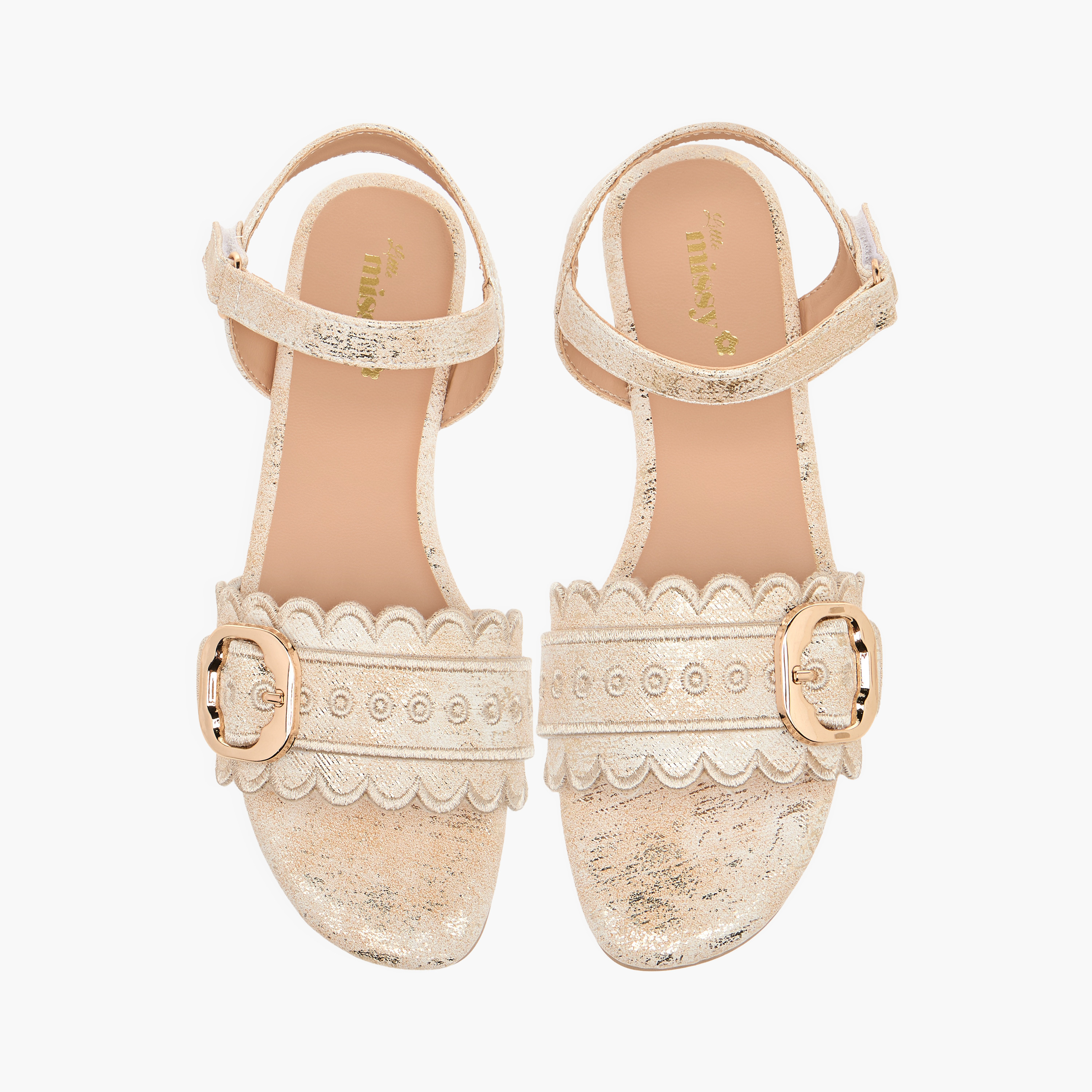 صندل بارز الملمس بحزام وشريط إغلاق لاصق من ليتل ميسي-girls-shoes-sandals-image-1