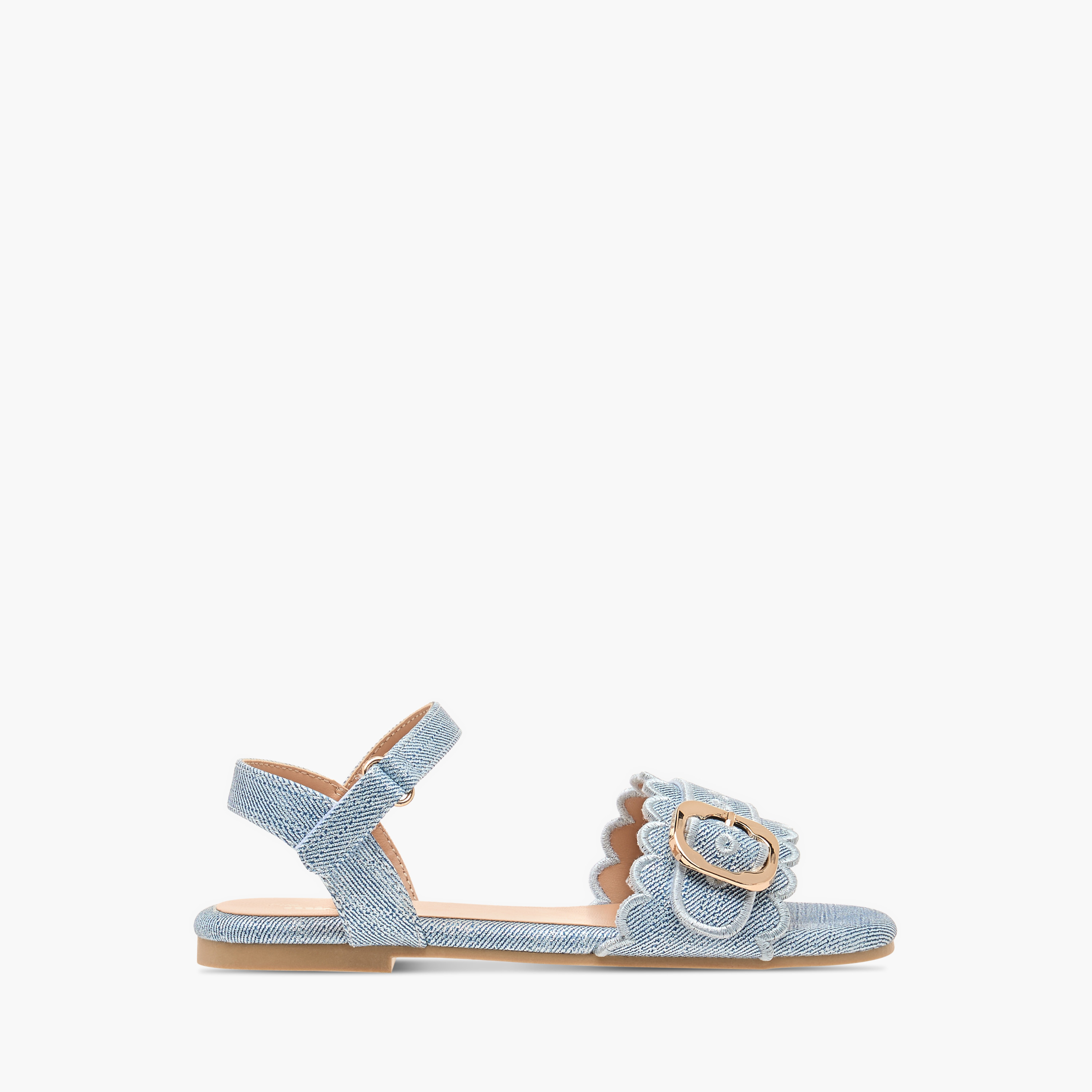 Little Missy Textured Strap Sandals with Hook and Loop Closure-girls-shoes-sandals-image-2