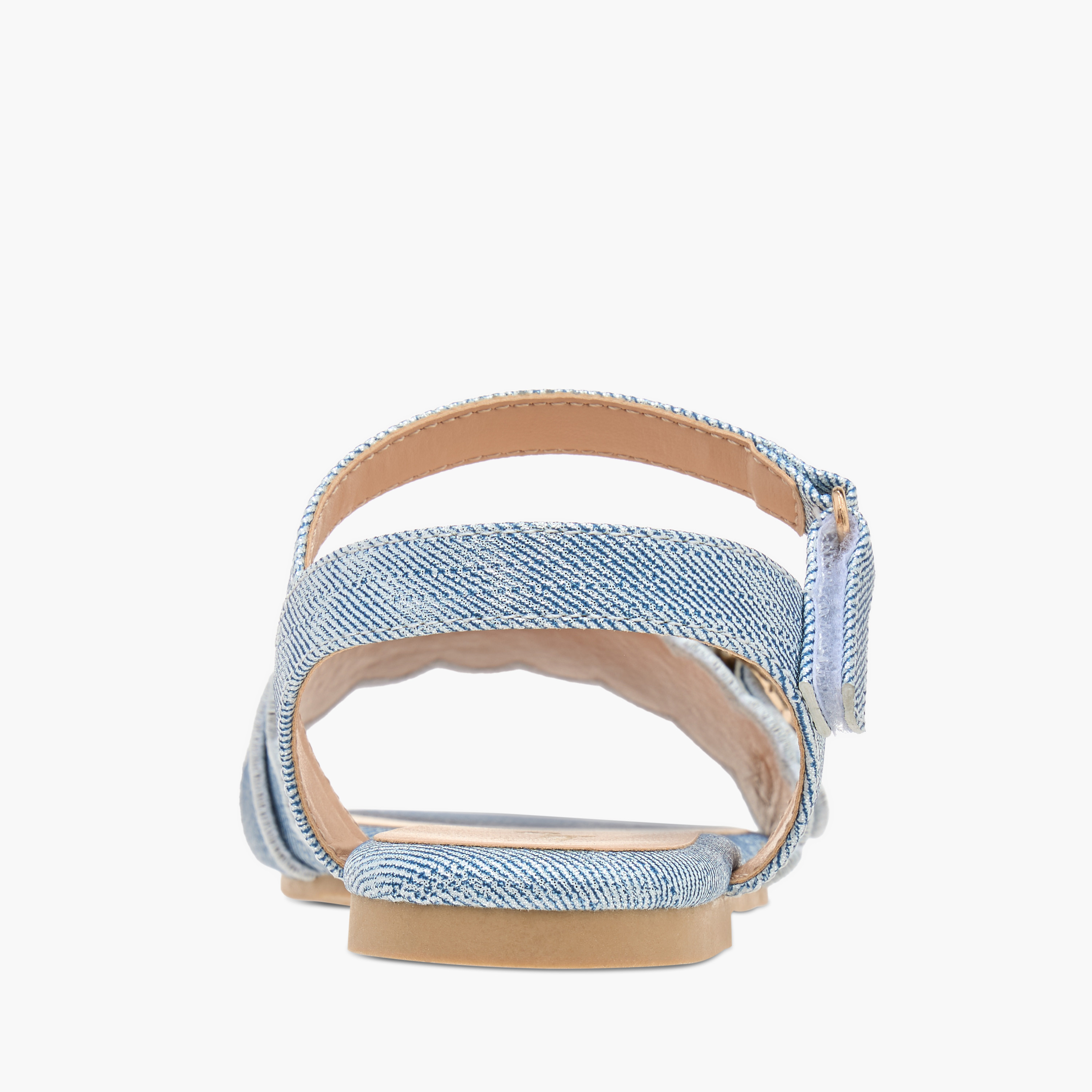 Little Missy Textured Strap Sandals with Hook and Loop Closure-girls-shoes-sandals-image-4