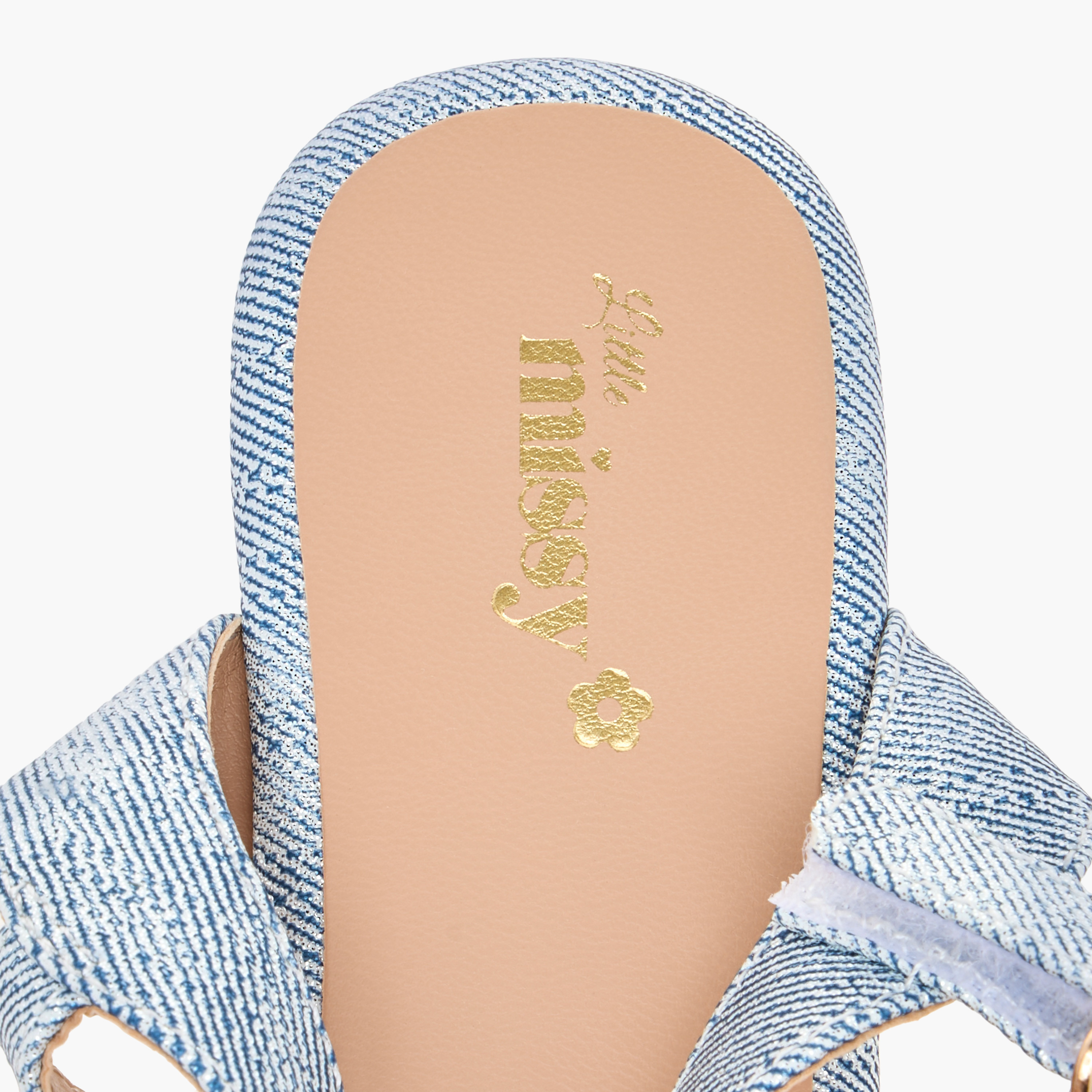 Little Missy Textured Strap Sandals with Hook and Loop Closure-girls-shoes-sandals-image-5