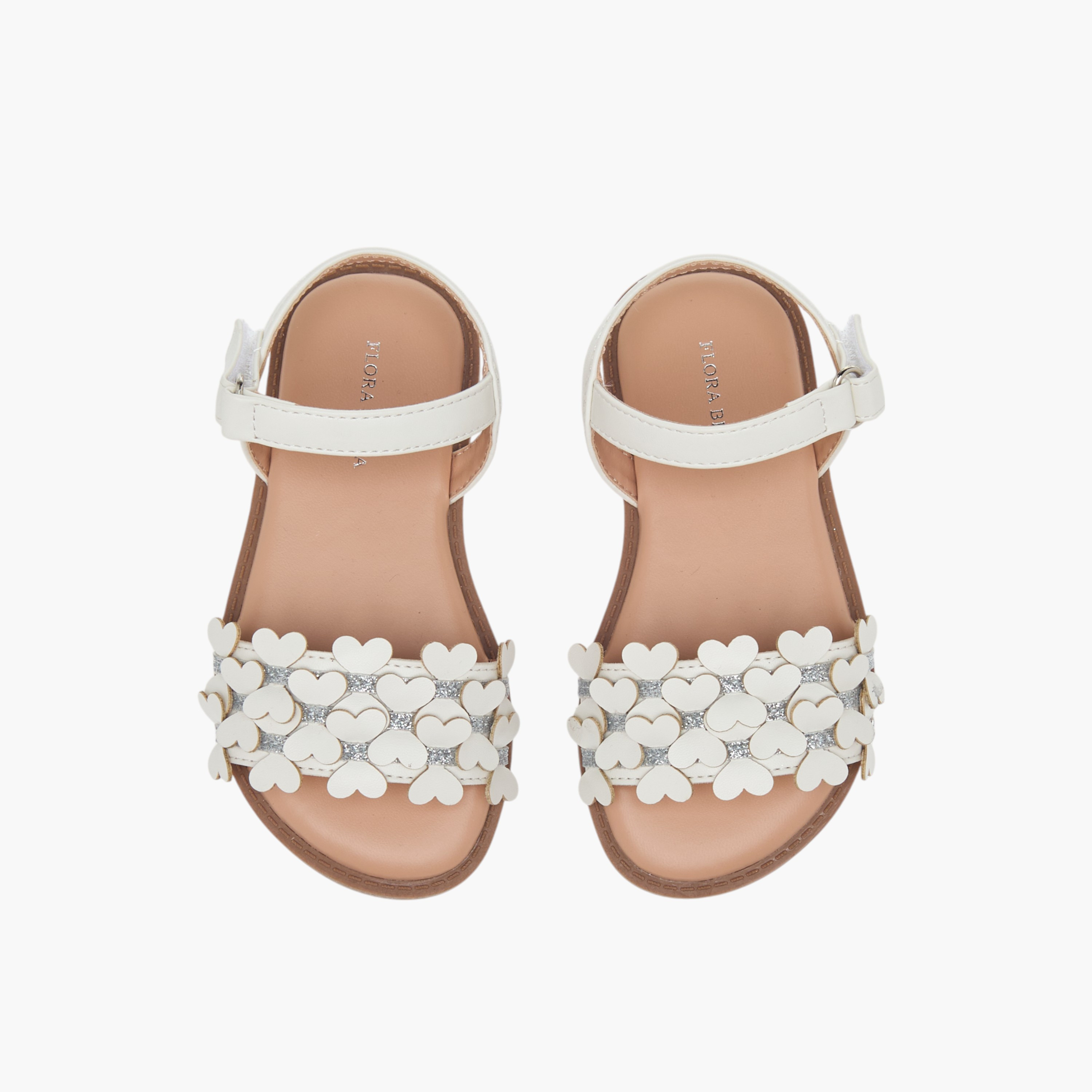 Flora Bella Textured Strap Sandals with Hook & Loop Closure-girls-shoes-sandals-image-1