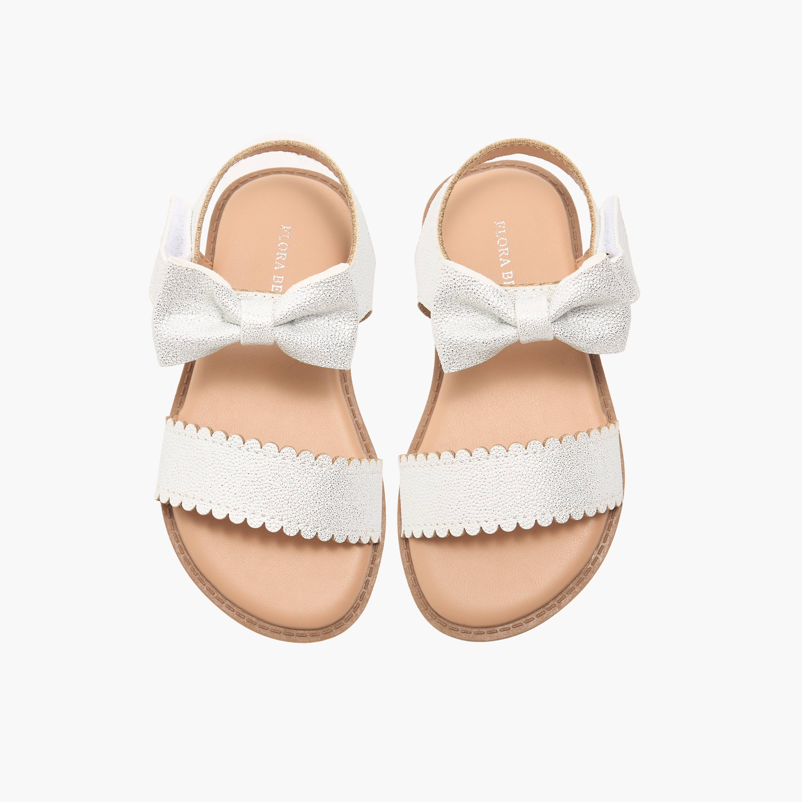 Flora Bella Bow Detail Sandals with Hook and Loop Closure-girls-shoes-sandals-image-1