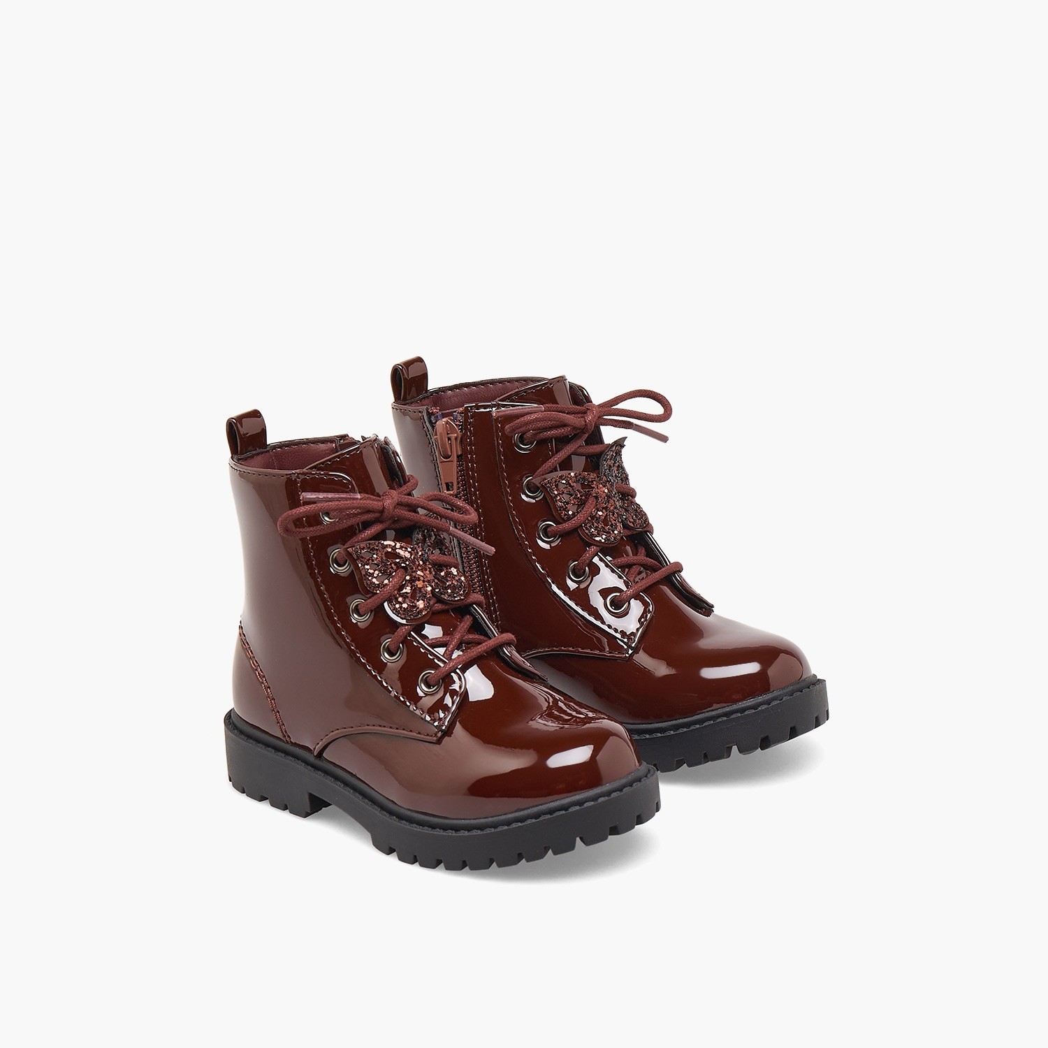Juniors Girls Embellished Lace-Up Ankle Boots-girls-shoes-boots-image-1