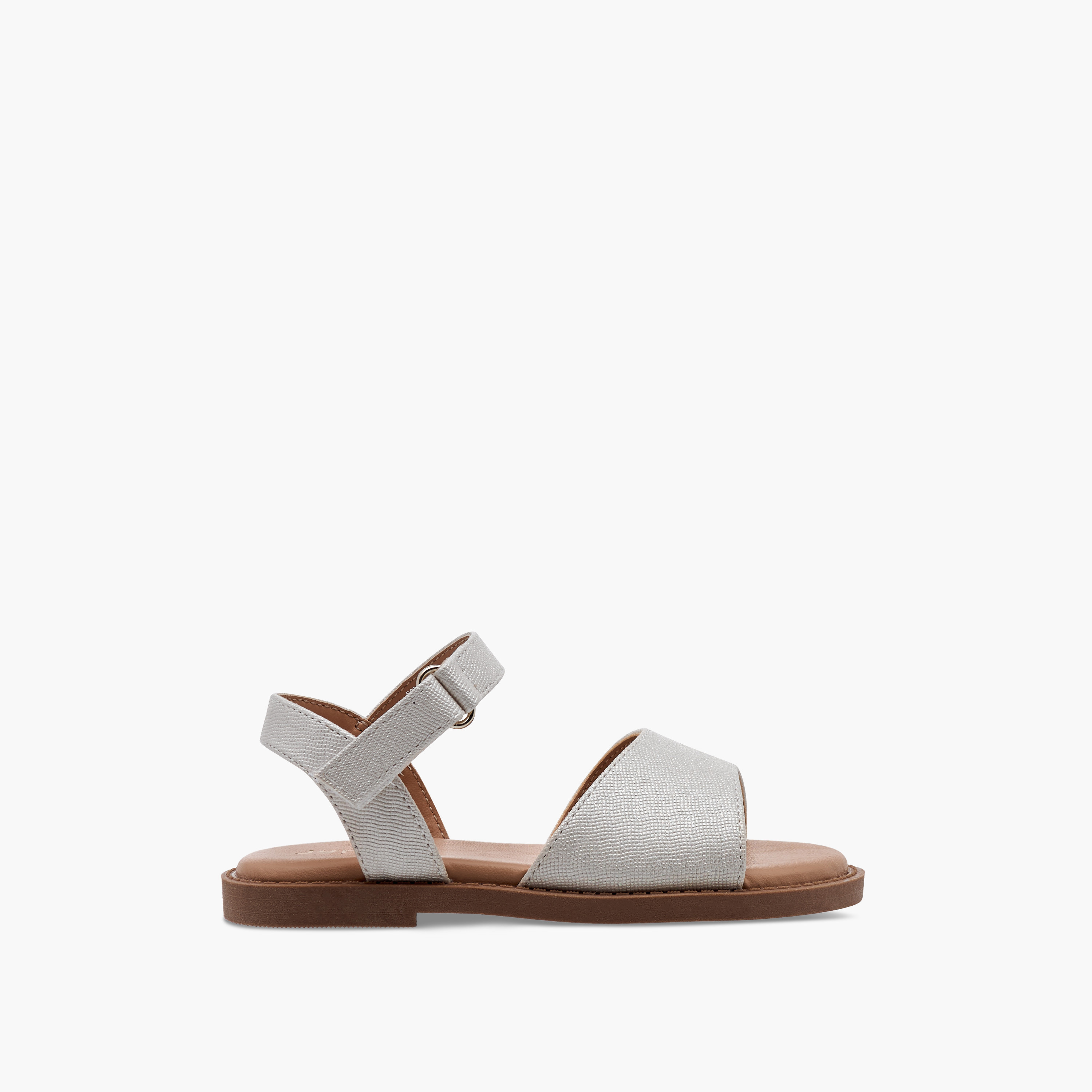 Juniors Textured Flat Sandals with Hook and Loop Closure-girls-shoes-sandals-image-2