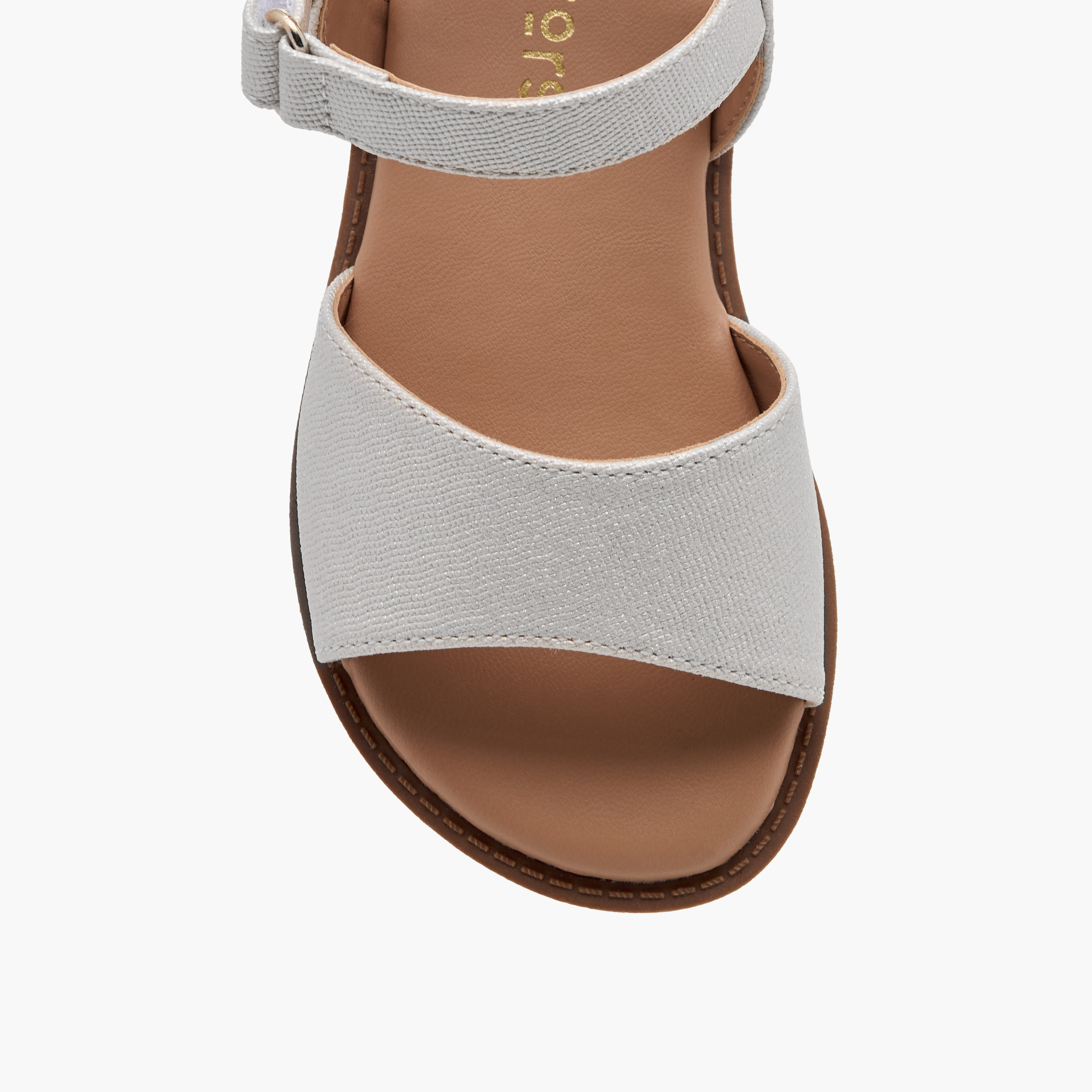 Juniors Textured Flat Sandals with Hook and Loop Closure-girls-shoes-sandals-image-3