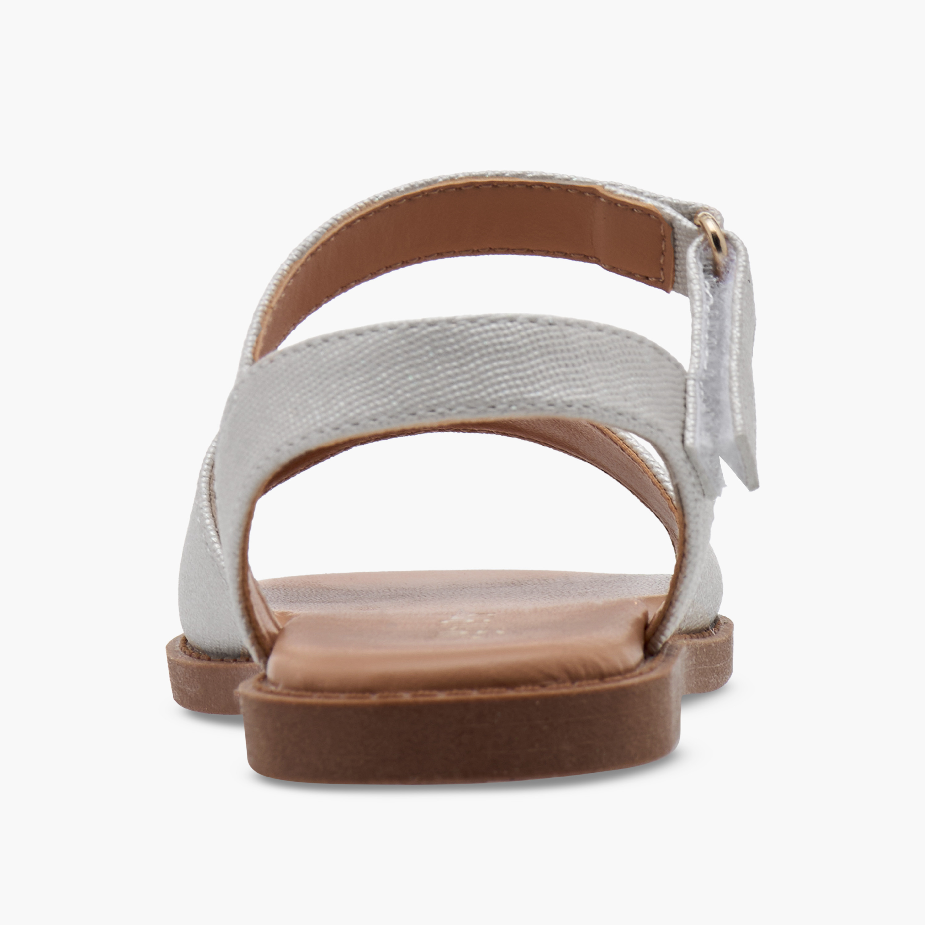 Juniors Textured Flat Sandals with Hook and Loop Closure-girls-shoes-sandals-image-4