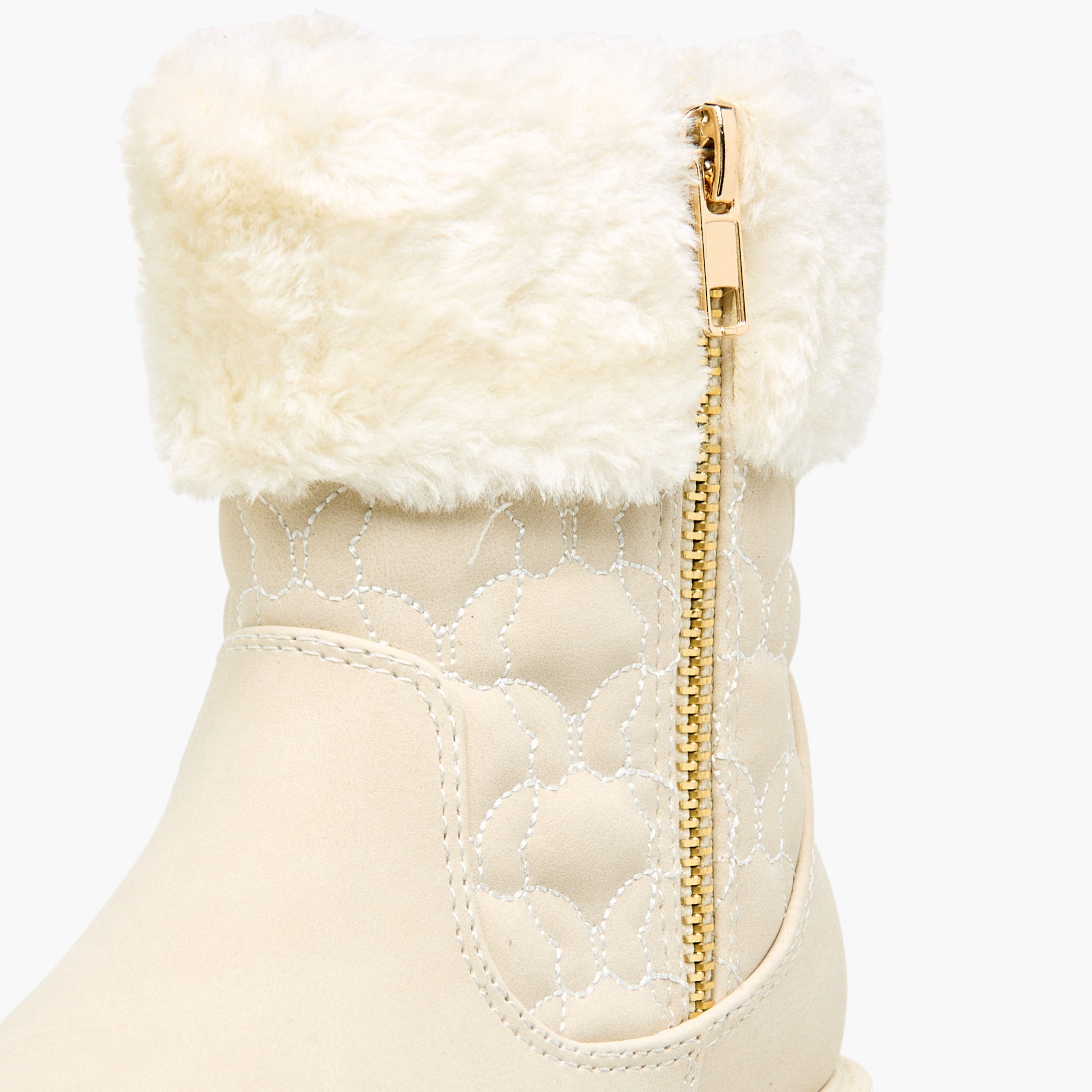 Little Missy Quilted Ankle Boots with Faux Fur and Zip Closure-girls-shoes-boots-image-4