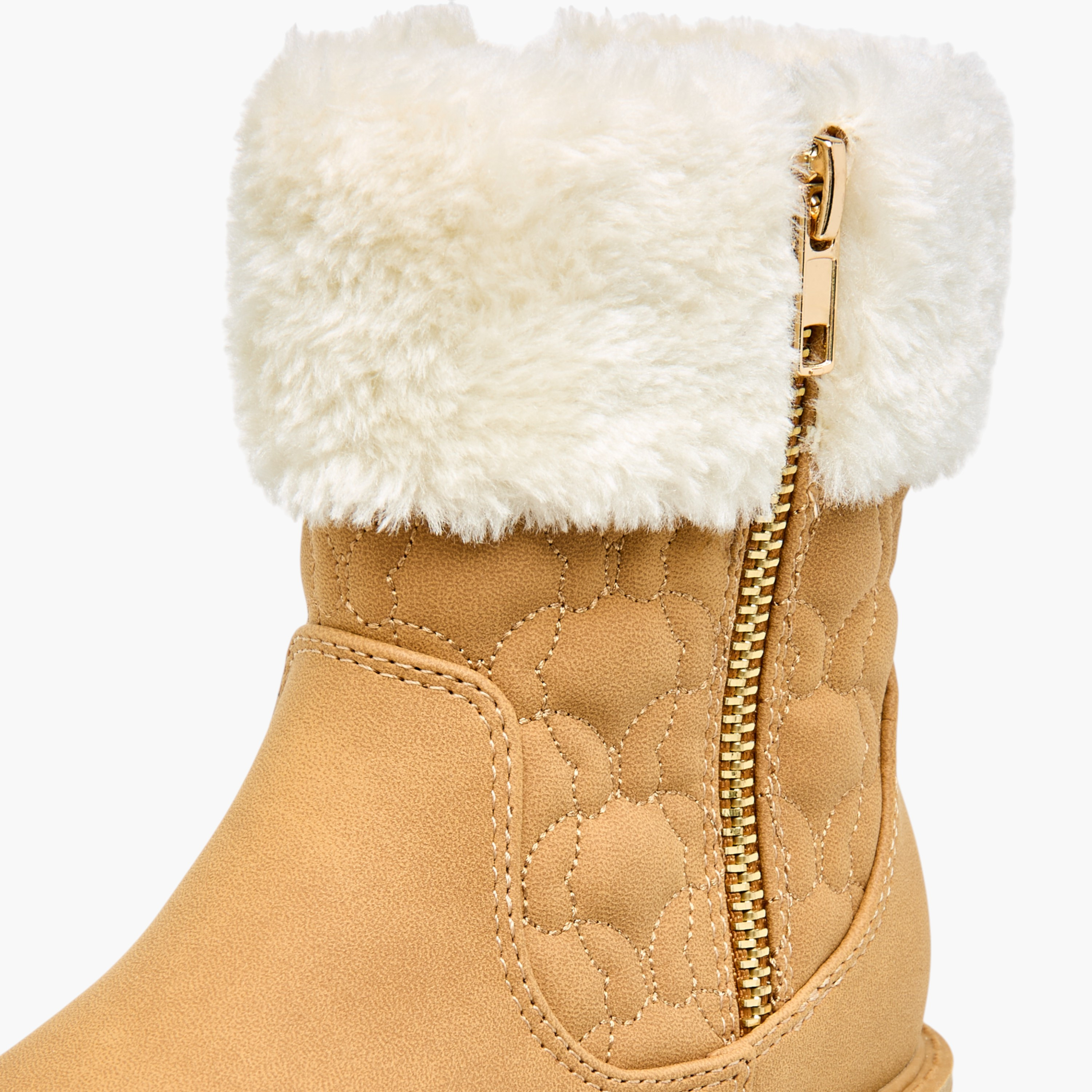 Little Missy Quilted Ankle Boots with Faux Fur and Zip Closure-girls-shoes-boots-image-4