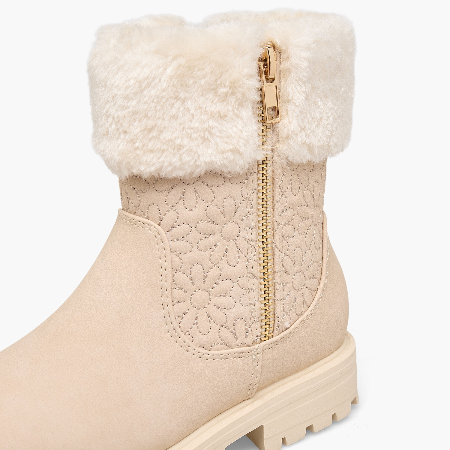 Little Missy Girls Faux Fur Quilted Ankle Boots-girls-shoes-boots-image-4