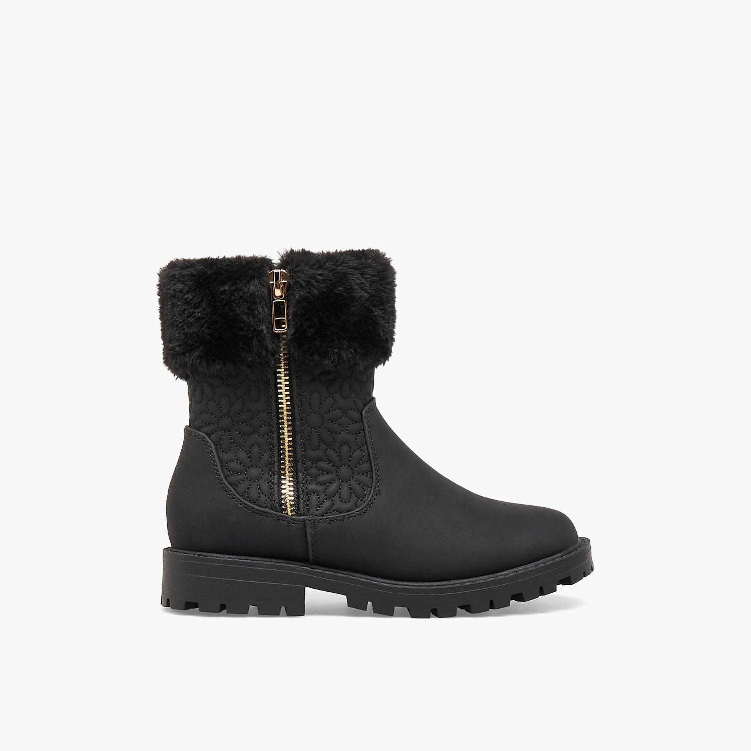 Little Missy Girls Faux Fur Quilted Ankle Boots-girls-shoes-boots-image-3