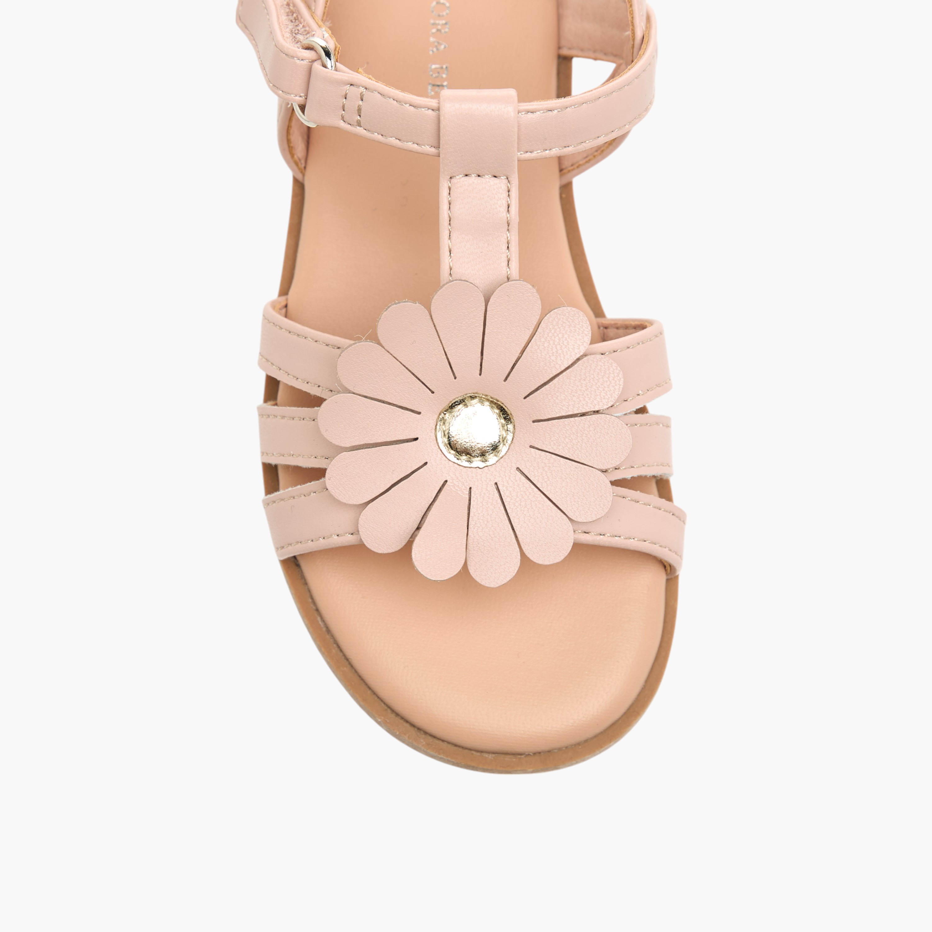 Flora Bella Applique Detail Sandals with Hook and Loop Closure-girls-shoes-sandals-image-3