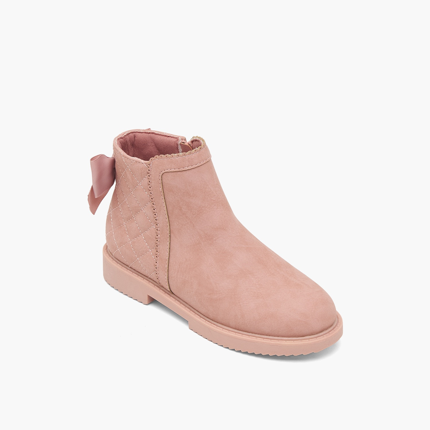 Flora Bella Girls Quilted Bow Accent Ankle Boots-girls-shoes-boots-image-2