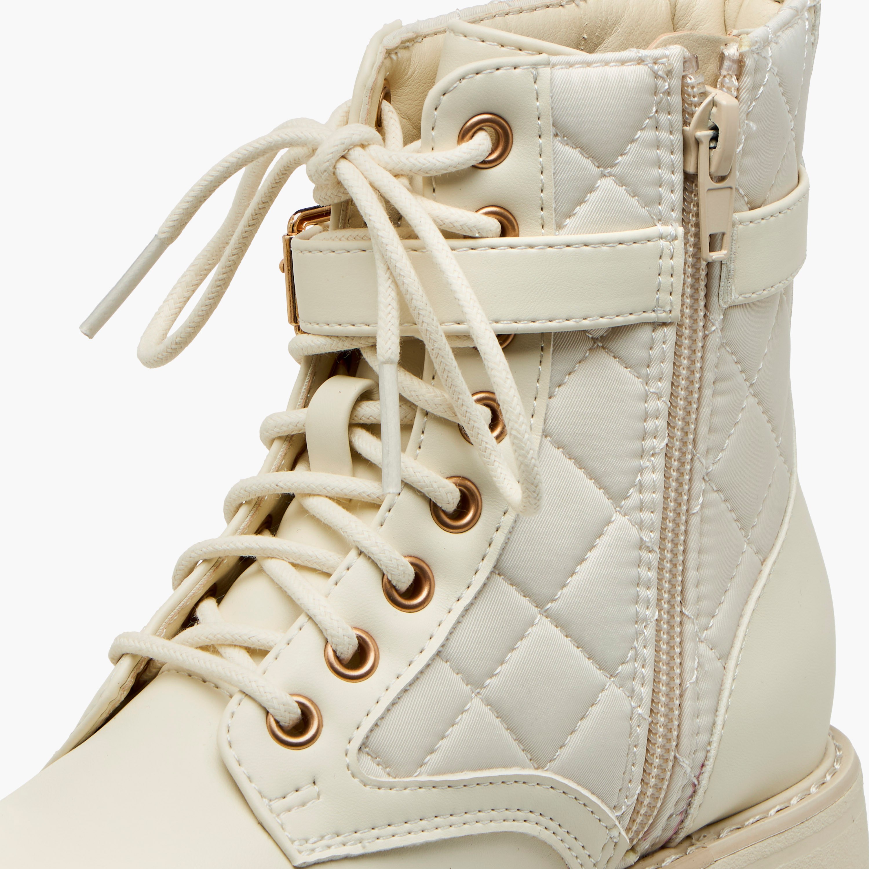 Little Missy Quilted High Cut Boots with Pouch and Zip Closure-girls-shoes-boots-image-6