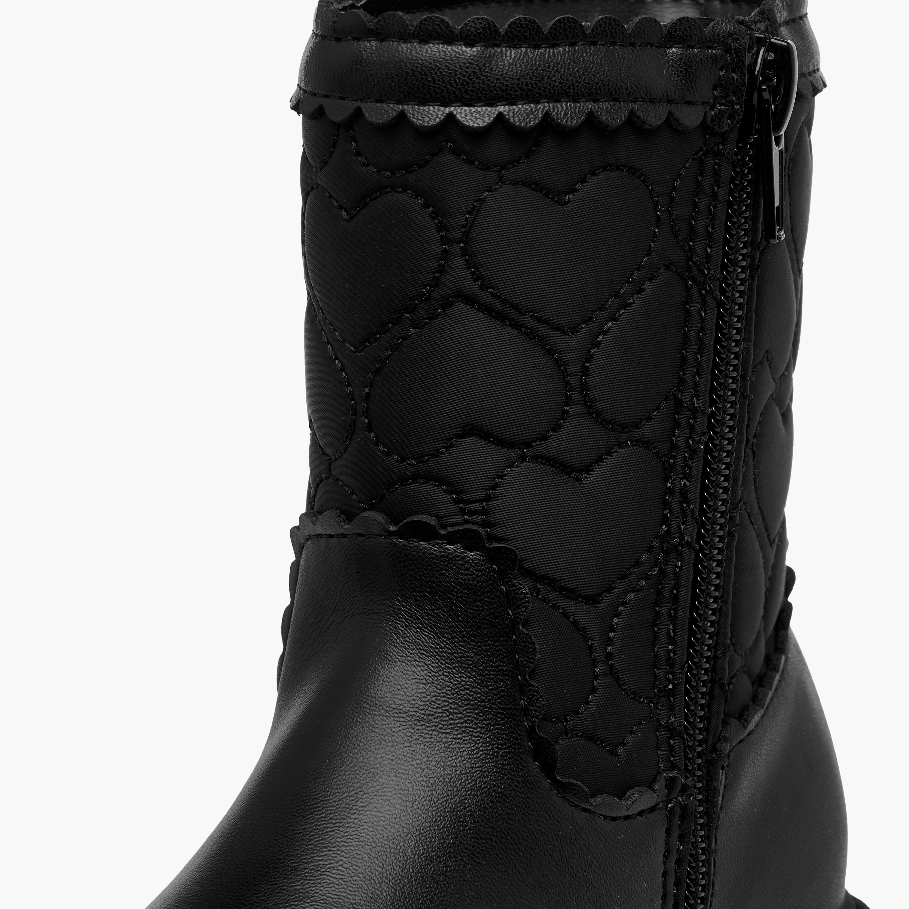 Juniors Heart Quilted High Cut Boots with Zip Closure-girls-shoes-boots-image-6