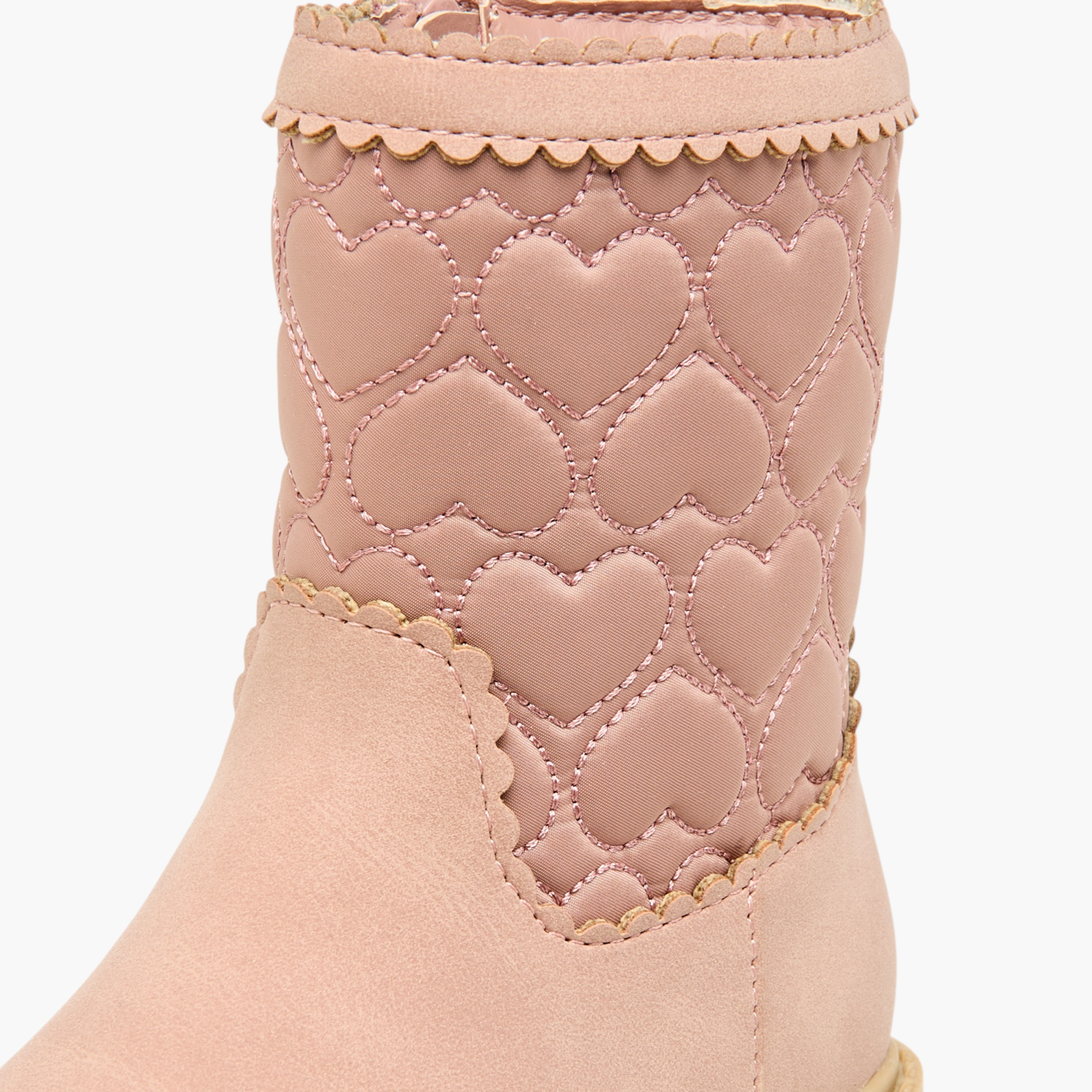 Juniors Heart Quilted High Cut Boots with Zip Closure-girls-shoes-boots-image-4