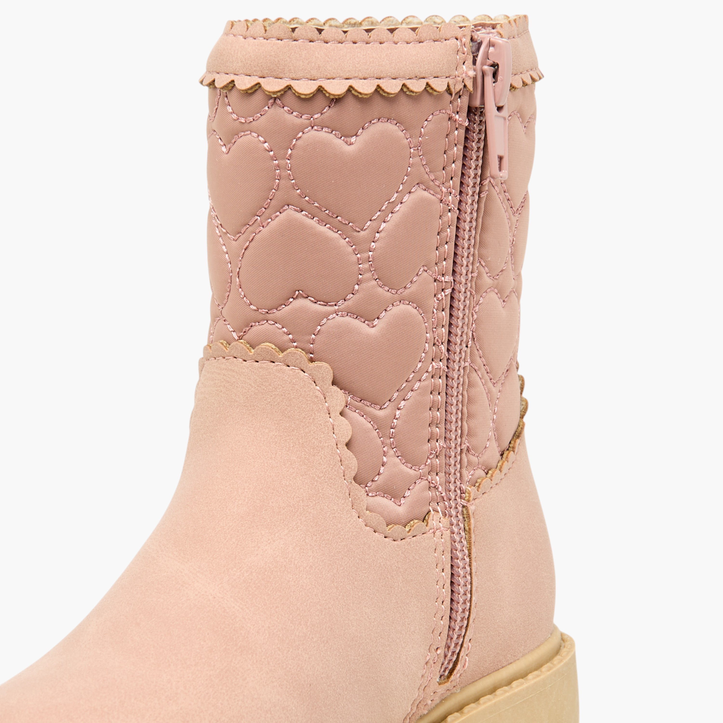 Juniors Heart Quilted High Cut Boots with Zip Closure-girls-shoes-boots-image-6