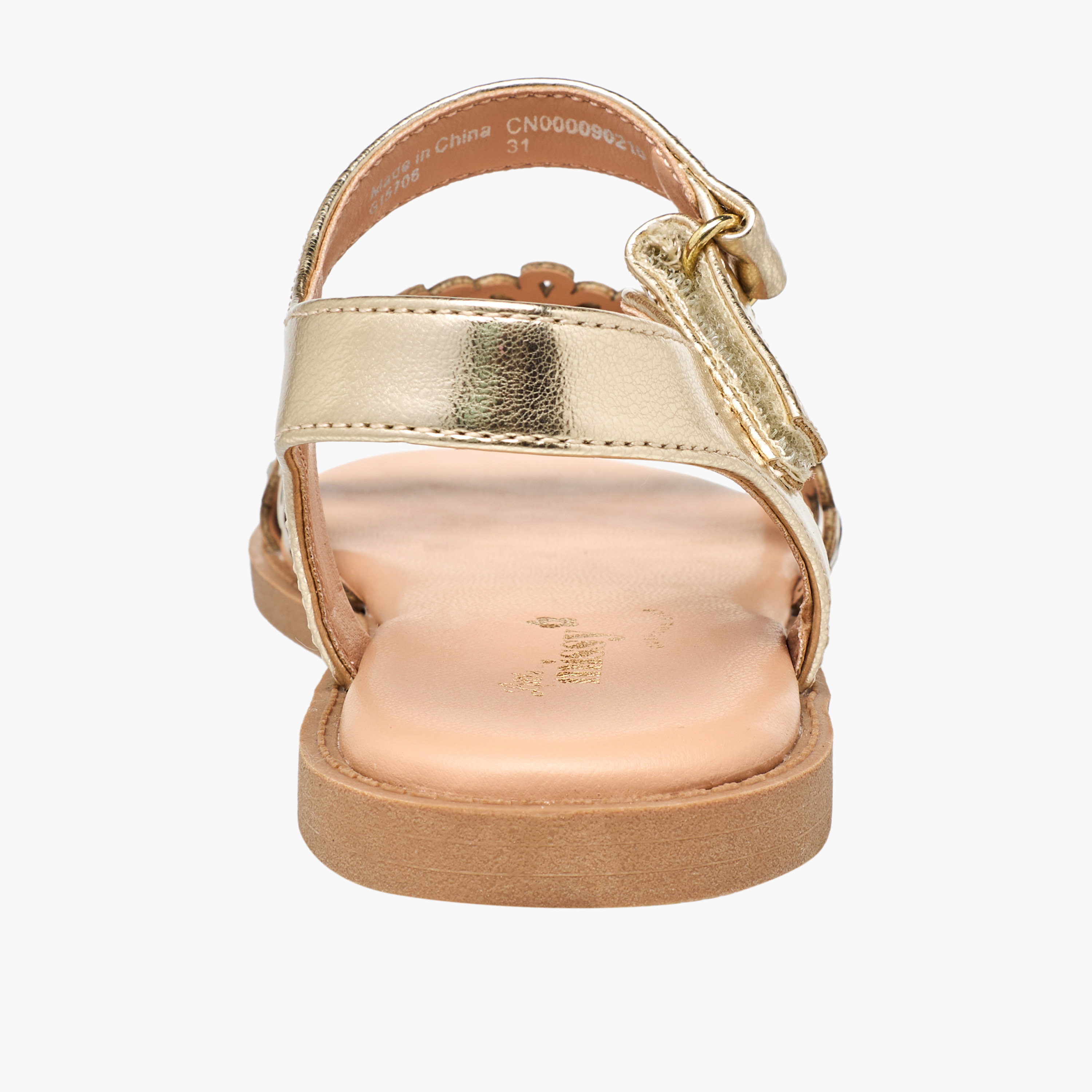 Little Missy Girls Floral Cut Out Detail Hook & Loop Sandals-girls-shoes-sandals-image-4
