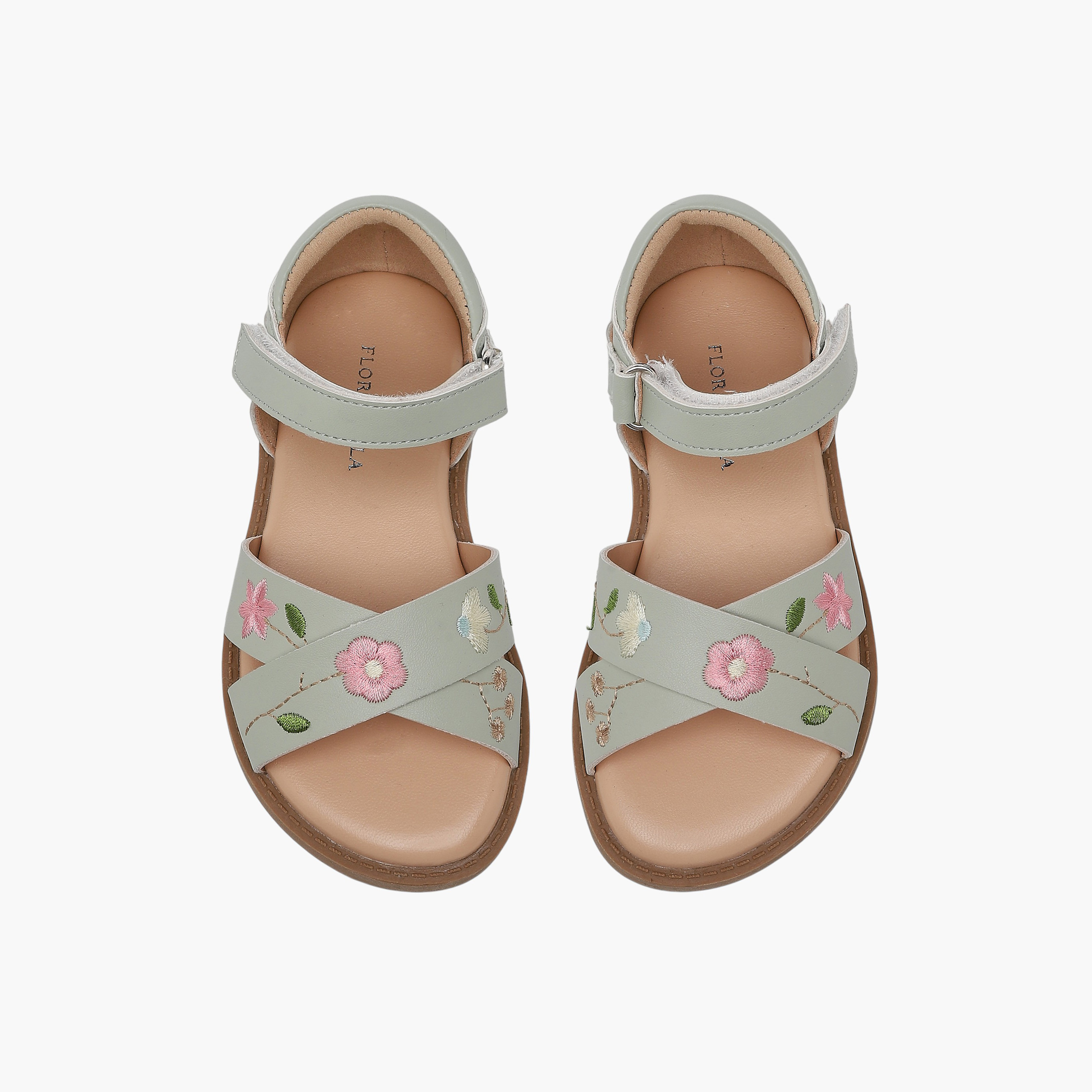 صندل بتطريز أزهار وحزام متقاطع للبنات من فلورا بيلا-girls-shoes-sandals-image-5
