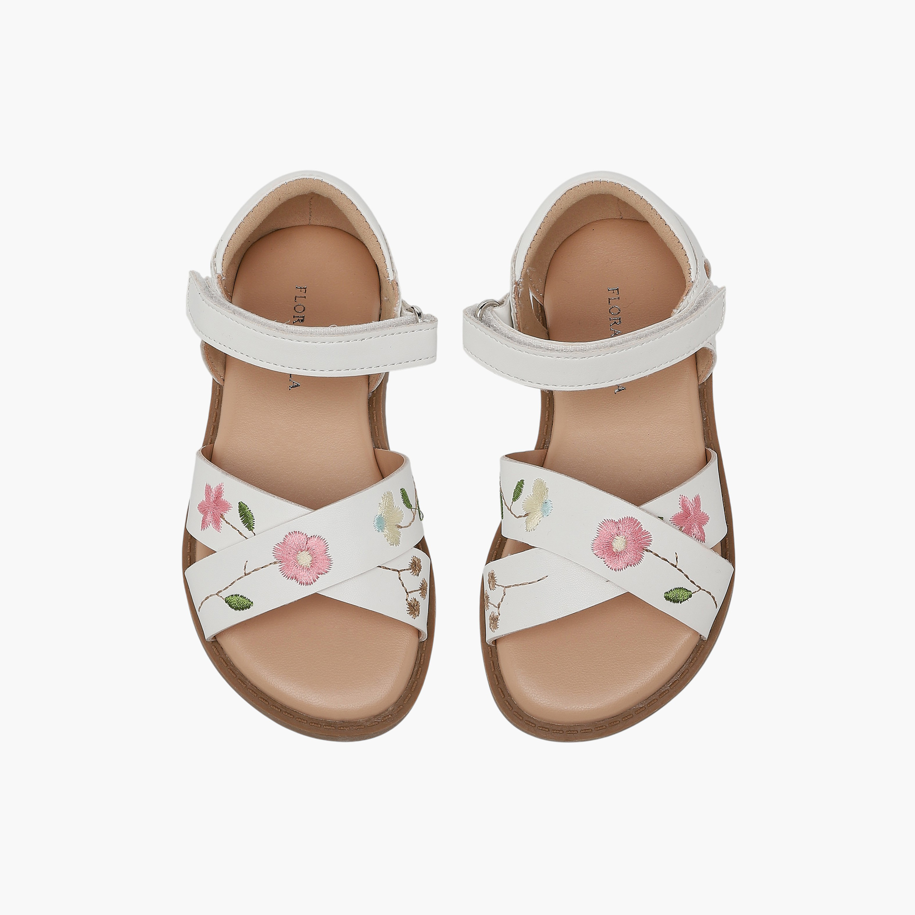 صندل بتطريز أزهار وحزام متقاطع للبنات من فلورا بيلا-girls-shoes-sandals-image-1